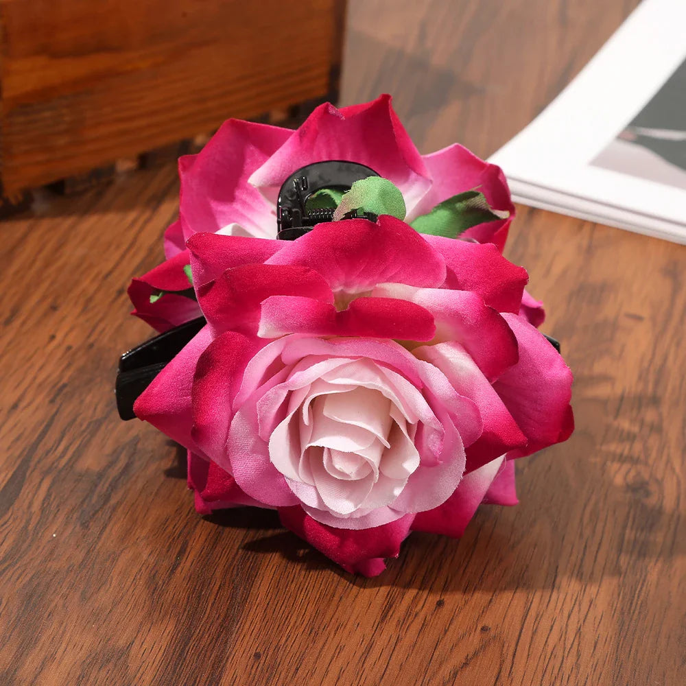 Haimeikang Large Size Flower Hair Clip Claws Hair Crab For Thick Hair Barrettes Hairpins Women Summer Fashion Hair Accessories 4074a-11cm