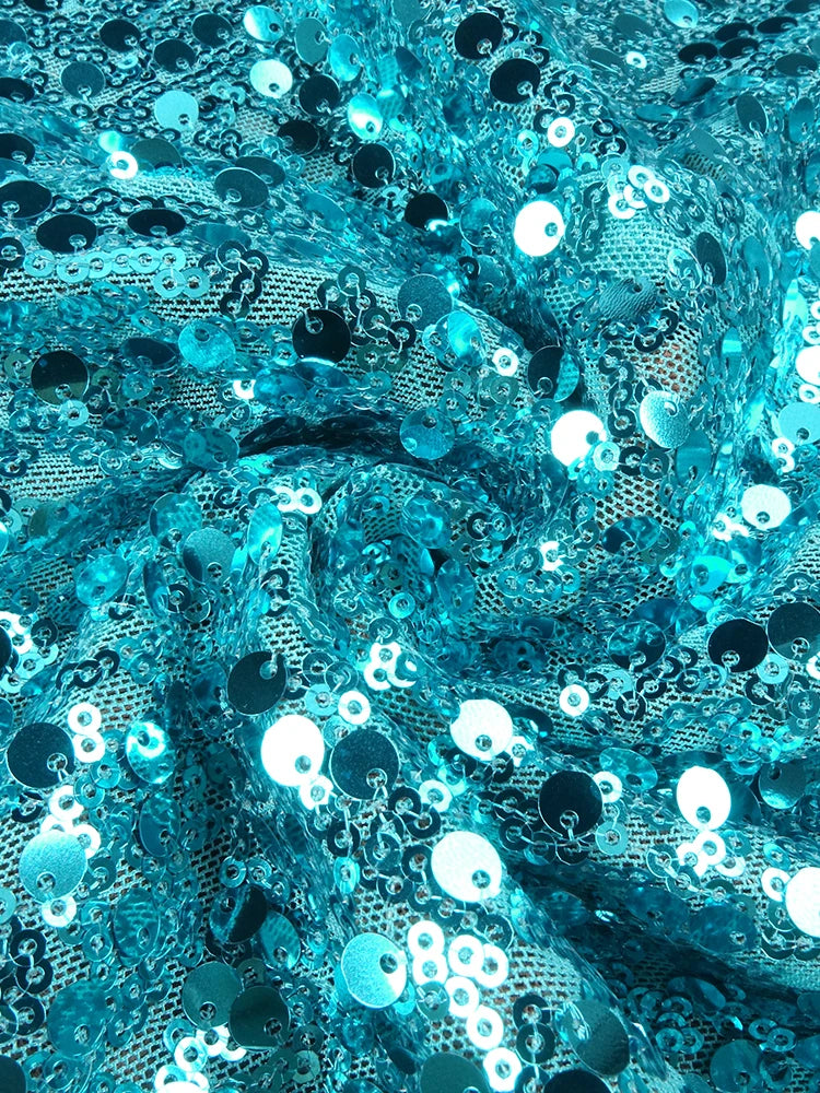 Opulent Cyan Cross Straps Sequin Crystal Detailing Dress for Fashion Galas Party Evening Gown