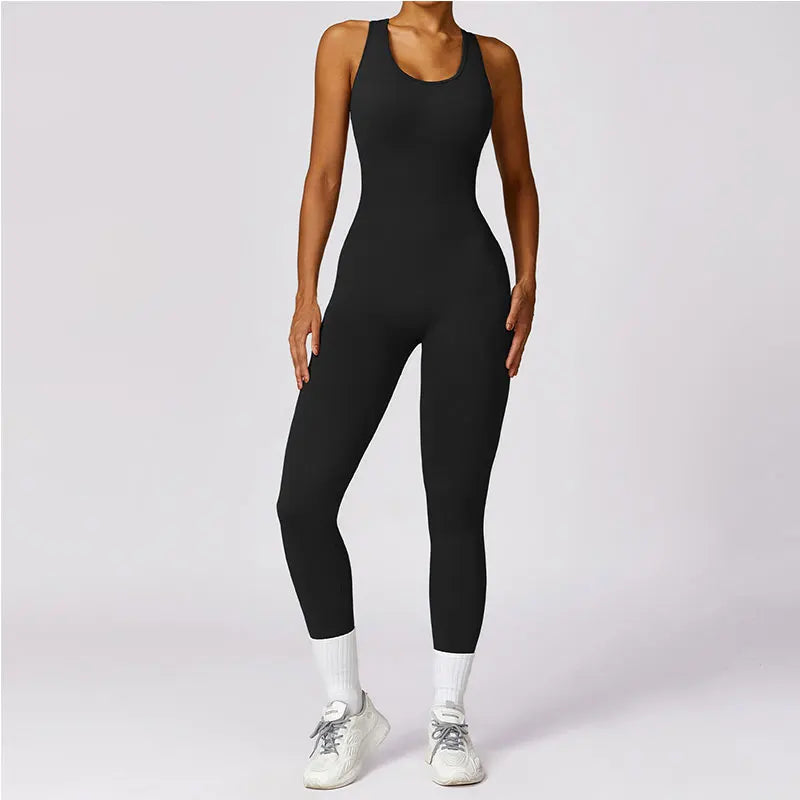 New Yoga Set Seamless Women's Jumpsuits One-Piece Gym Push Up Workout Clothes Fitness Bodysuit Sportswear Tracksuit Short Sleeve High grade black