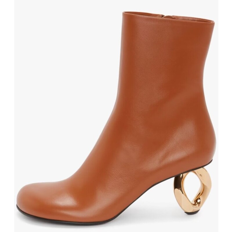 Spring and Autumn Women's New Metal Shaped High Heels Fashion Pointed Short Boots Sexy Model Show Large Women's Boots