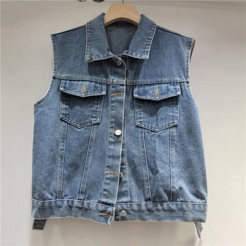 New Heavy Industry Bright Diamond Shiny Short Long Sleeve Cardigan Coat Vest Denim Two-piece Set For Women 11A07630