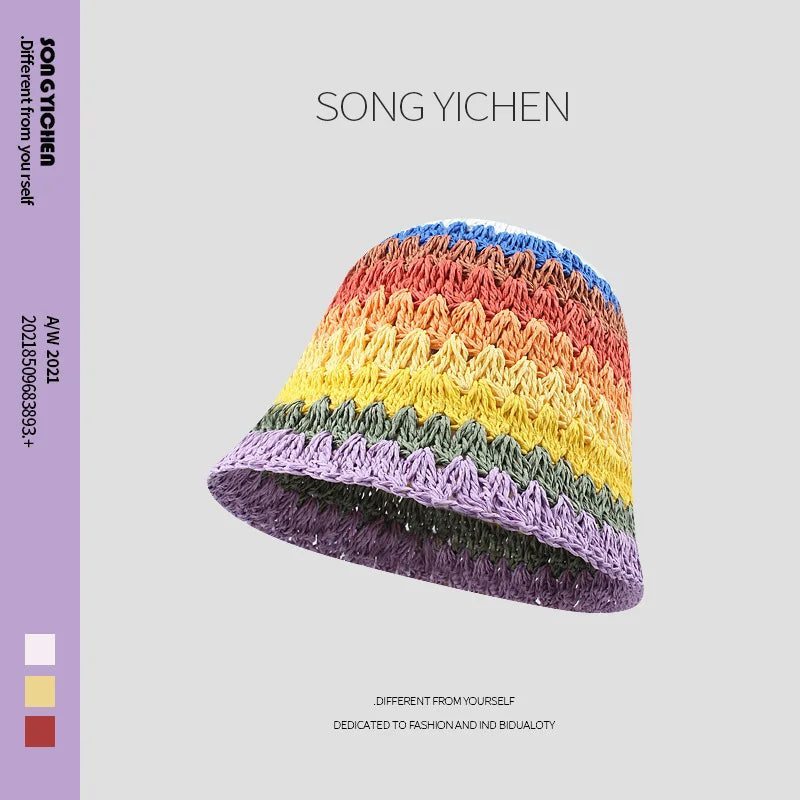 Colorful Hand Crochet Tassel Maxi Skirts Women Fashion Sexy Side High Split Knitted Long Beach Cover Ups Casual Petticoats purple Bucket cap