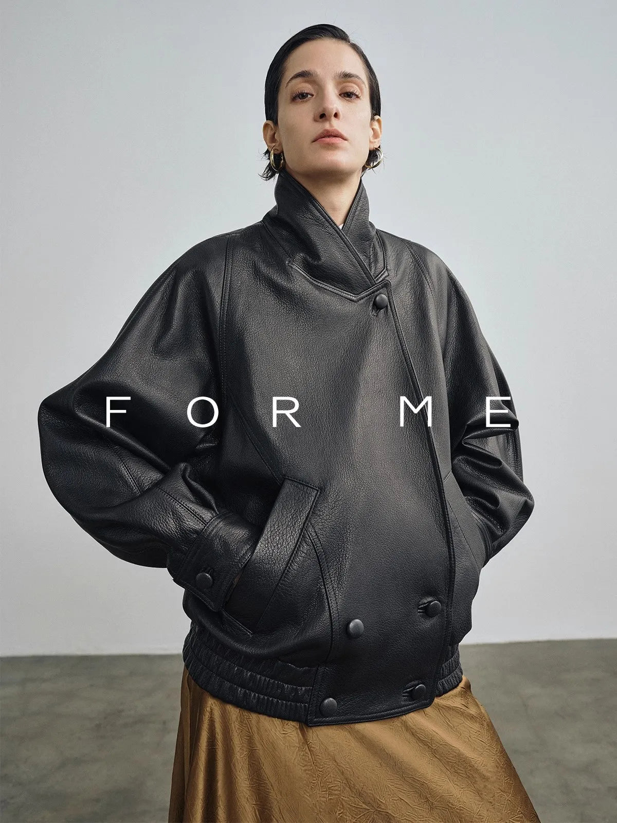 Lautaro Spring Autumn Cool Brown Pu Leather Jacket Women Long Sleeve Double Breasted Luxury Designer American Retro Clothing