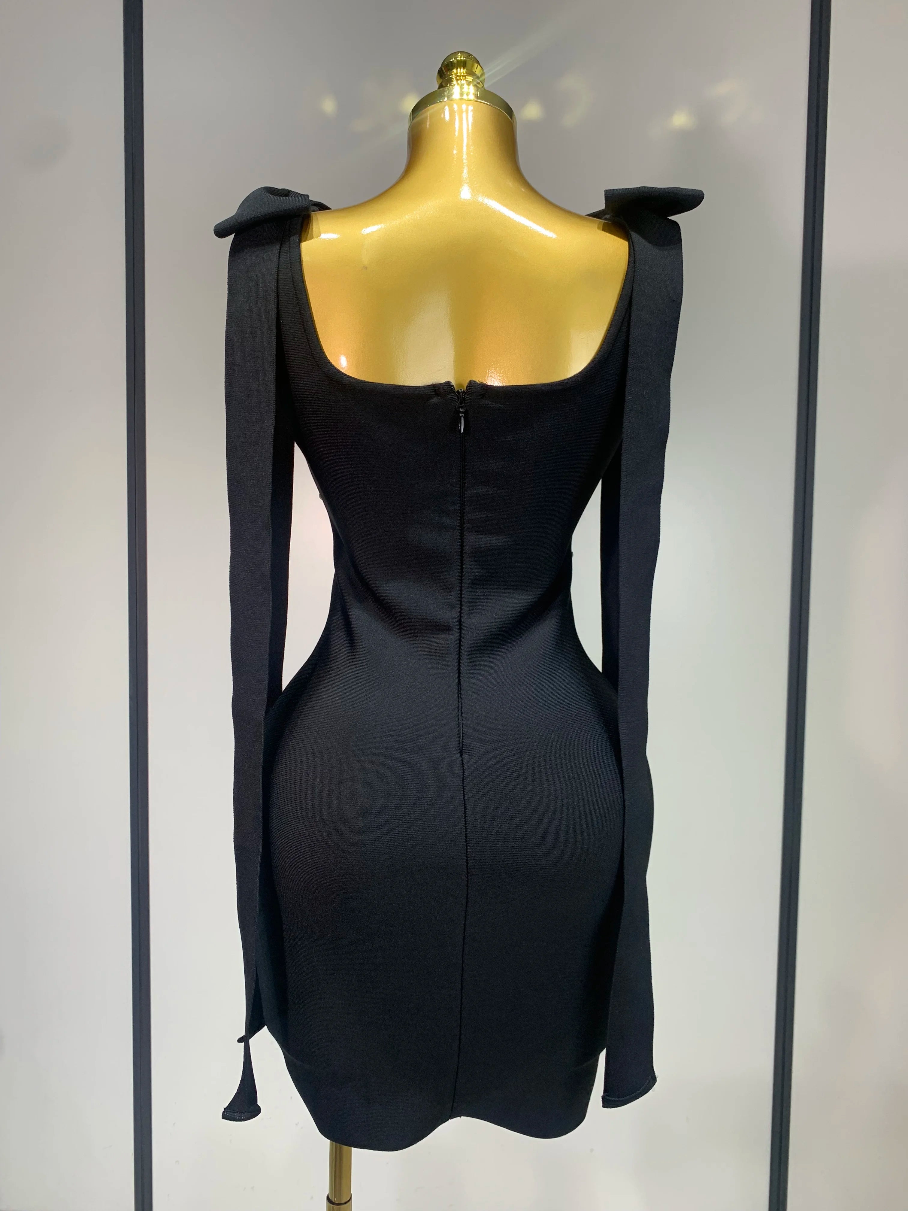 Women Celebrity Sexy Sparly Diamonds Black Mini Bodycon Bandage Dress 2025 Elegant Evening Party Luxury Birthday Dresses