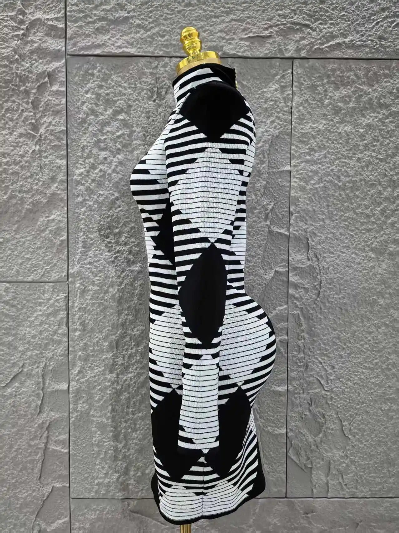 Women Long Sleeve Sexy Plaid Bodycon Mini Bandage Dress Fashion Evening Party Celebrate Office Wear Clothing