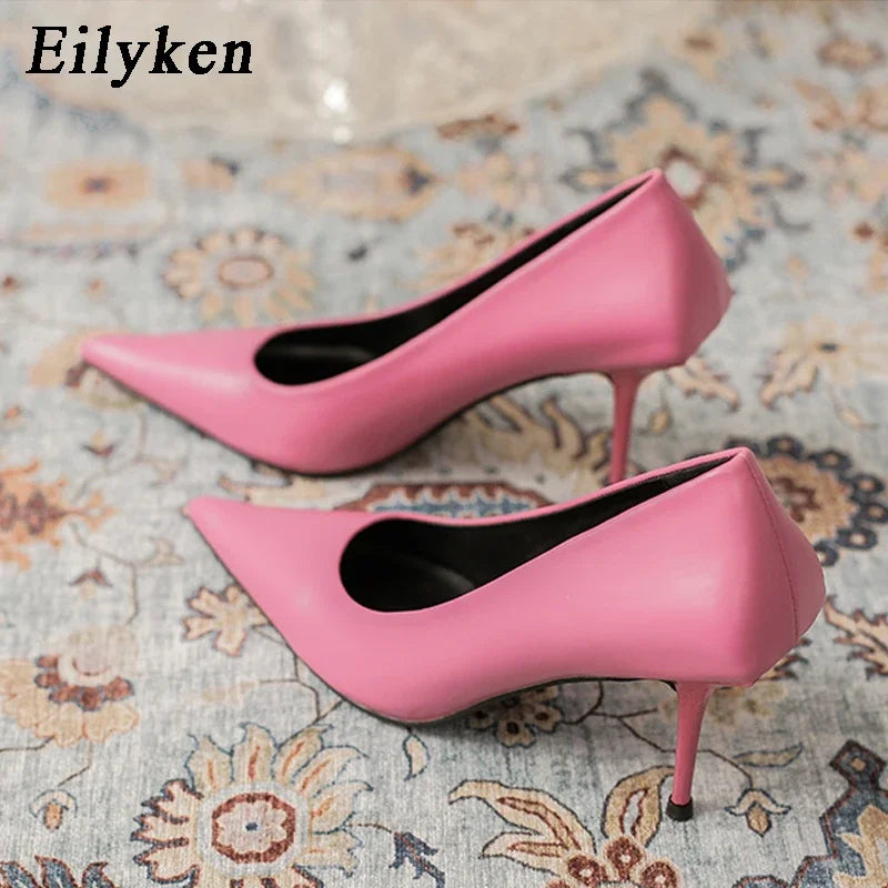 Eiyken SexyGreen Thin High Heels Pumps Women Pointed Toe Slip On Shoes Elegant Prom Wedding Stripper Ladies Sandals Pink