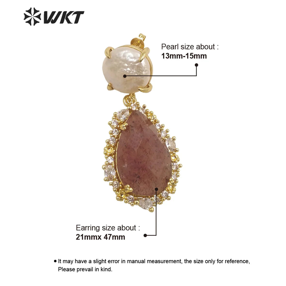 WKT-E698 WKT 2022 Elegant gift earrings new style gemstone gold-plated Earrings Retro party accessories jewelry trend new