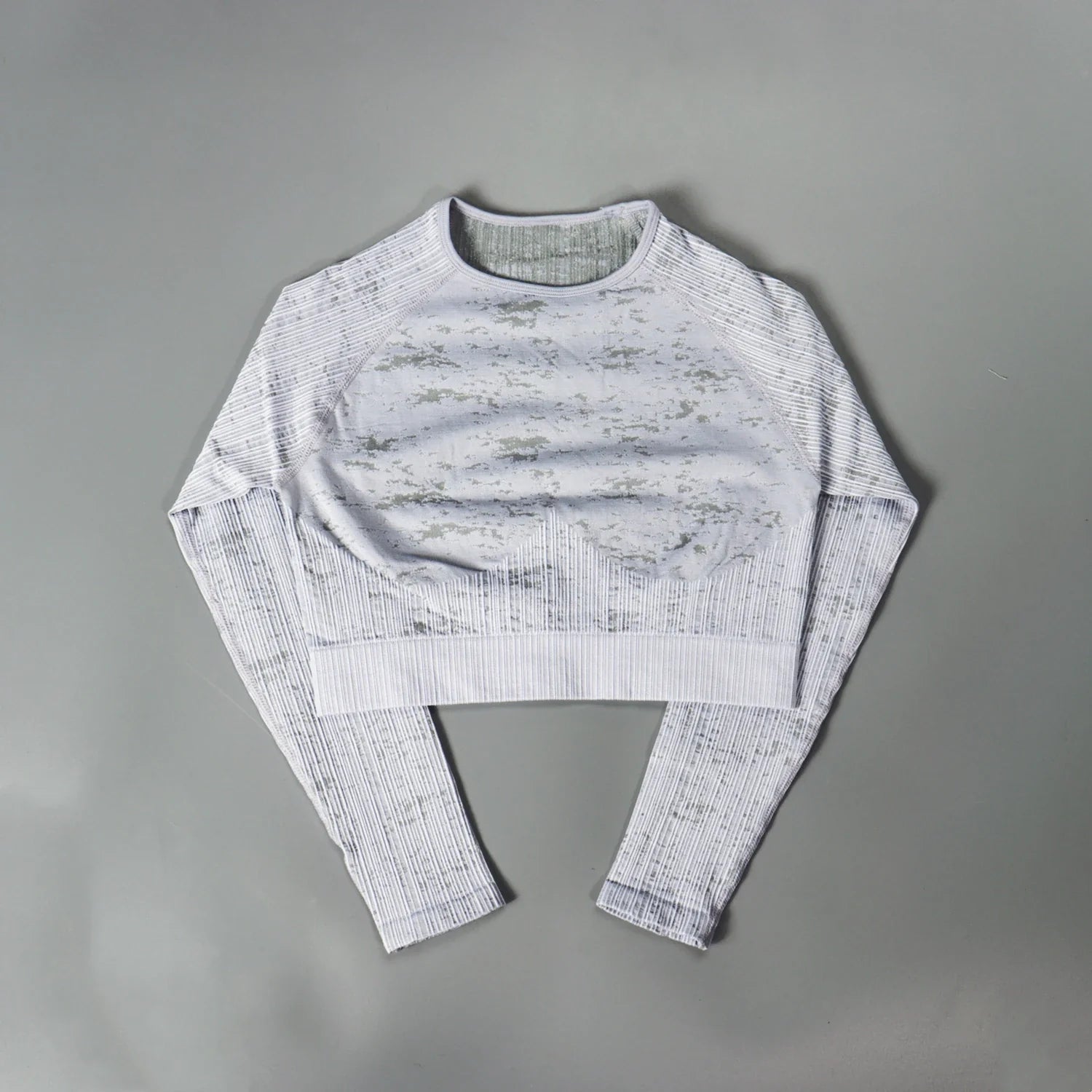 Rid Seamless Yoga Set Women 2pcs Two Piece Long Sleeve Crop Top T-Shirt Leggings Outfit Clothes Gym Wear Fitness Suit Sport Sets Gray Top