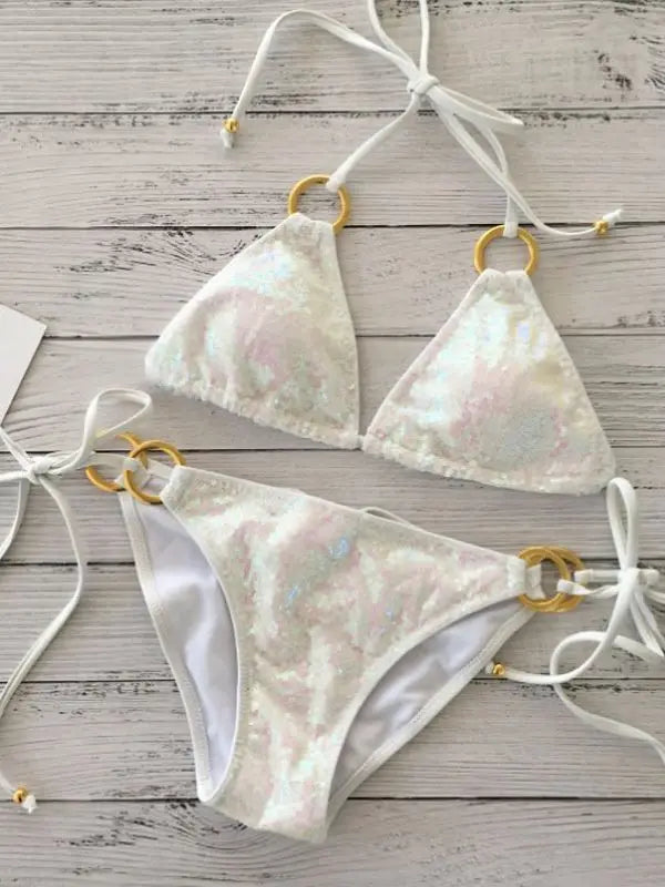 2022 New Sexy Bikinis Sequins Golden Color Women Bandage Bikini Set Push-up Padded Bra Swimsuit Suit Swimwear 2570 2570 NO 7