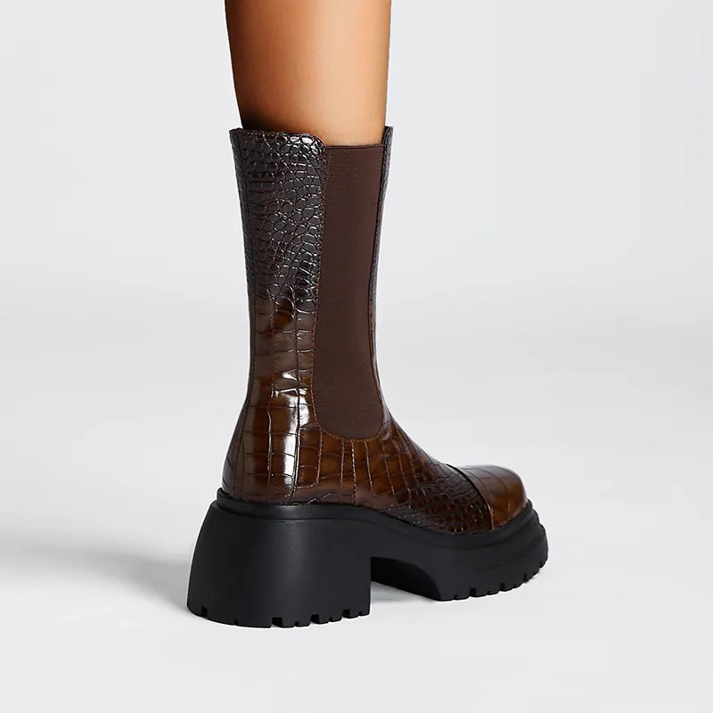 Smoke Pipe Boots Fall New Retro Style Hong Kong Style Ankle Boots Round Head Thick Soled Boots For Women 35-43