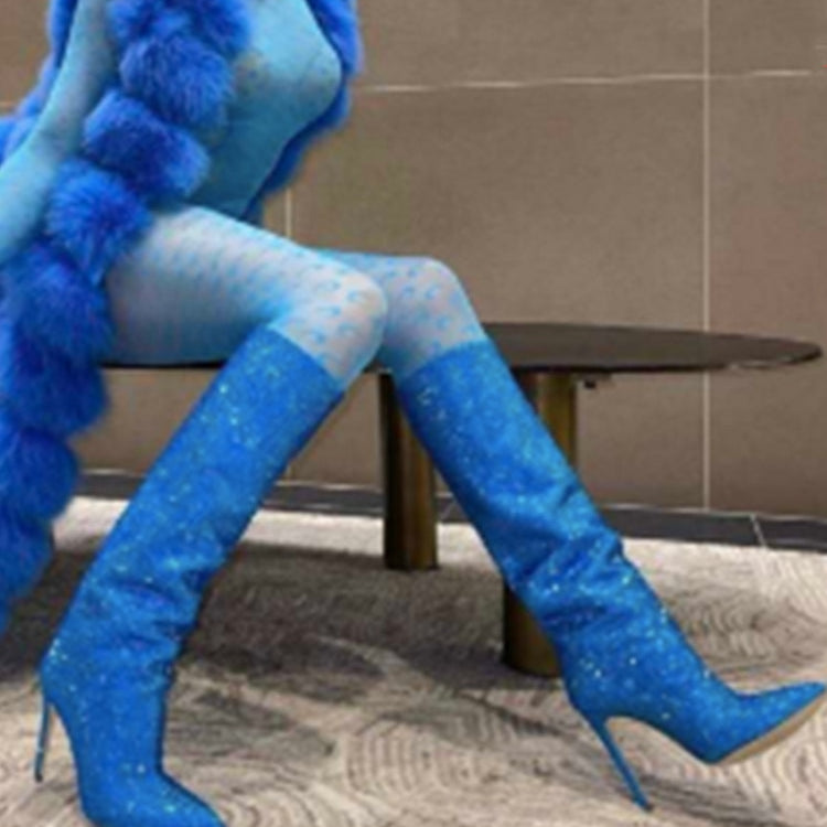 Women's New European and American Fashion Show Starry Sky High-heeled Rhinestone Pointed Nightclub Four Seasons Boots