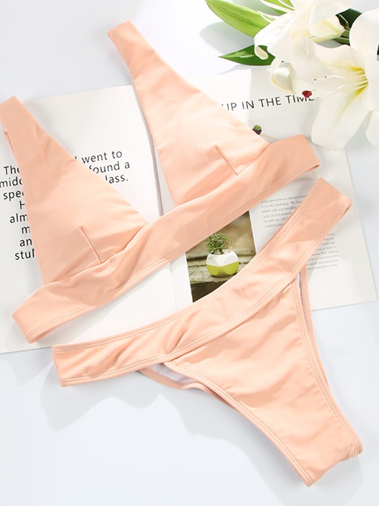 Sexy Bikini Bathing Suit Pink Black Biquini Bandage Bikini Set 5