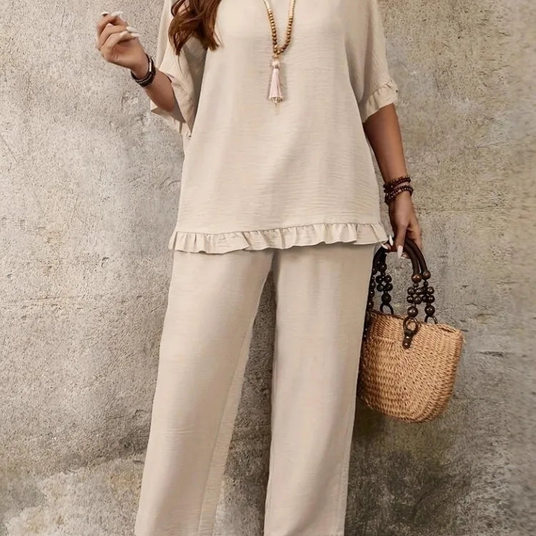 2 Piece Women Sets 2025 Plus Size Summer Autumn Matching Sets Top And Pants Suits Outfits Oversized Clothing