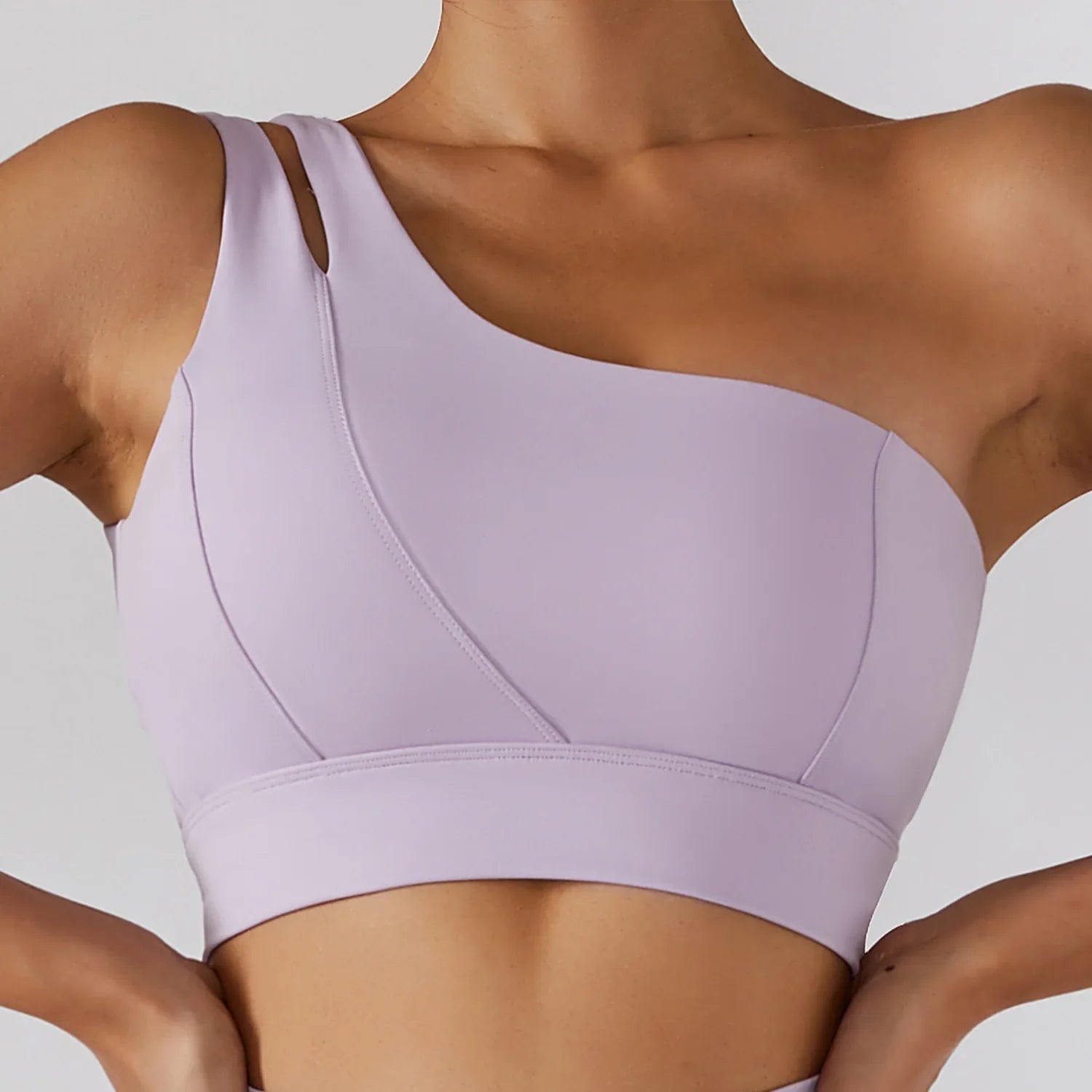 Yoga Skirt Set Women Workout Sport Gym Wear Suit High Wais Fitness Crop Top Female Tennis Sportswear One Shoulder Bra Lilac-Bra 1pcs