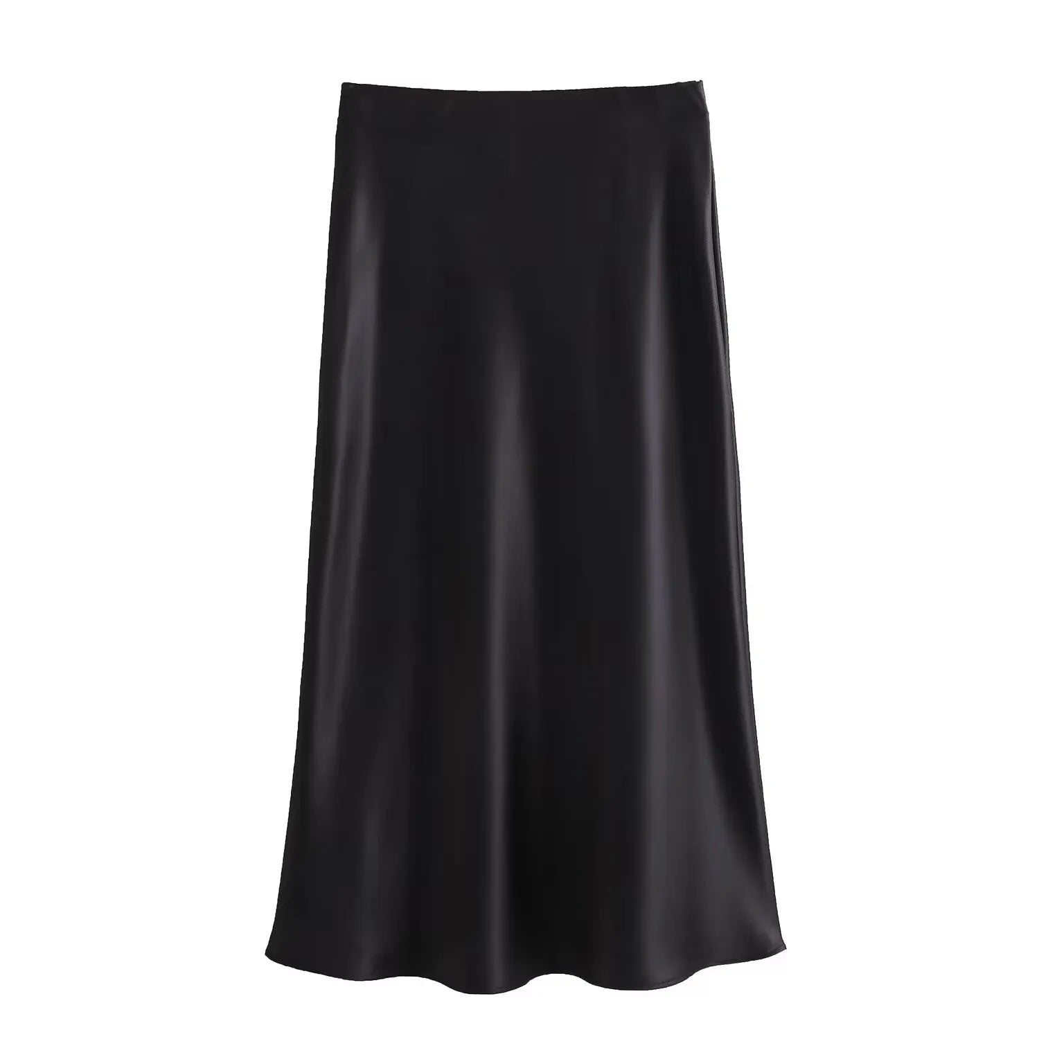 TRAFZA Women Fashion Skirts New Solid Satin Silk Texture Tight Skirt Woman Beach Style Chic And Elegant Women's Mermaid Skirt black