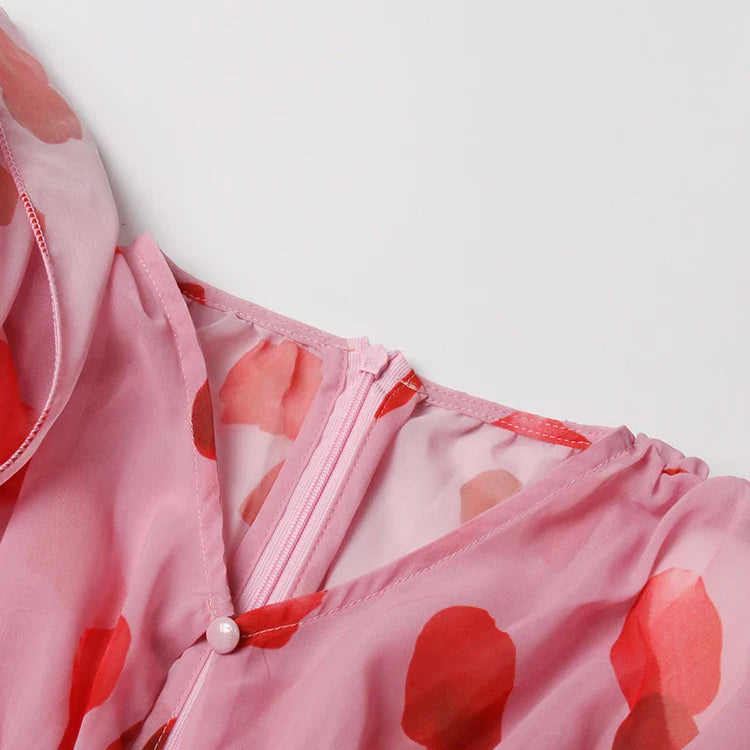 Cut Out Ruched Patchwork Floral Dress For Women V Neck Long Sleeve High Waist Print Mini Dresses Female Clothes New