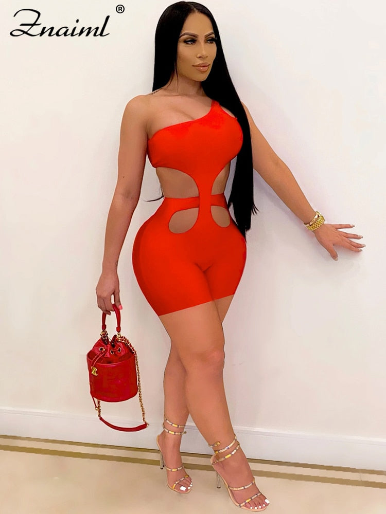 Znaiml 2024 One Shoulder Piece Rompers Playsuit Outfits Overalls for Women Clothing Summer Short Jumpsuit Monos Sexy Mujer