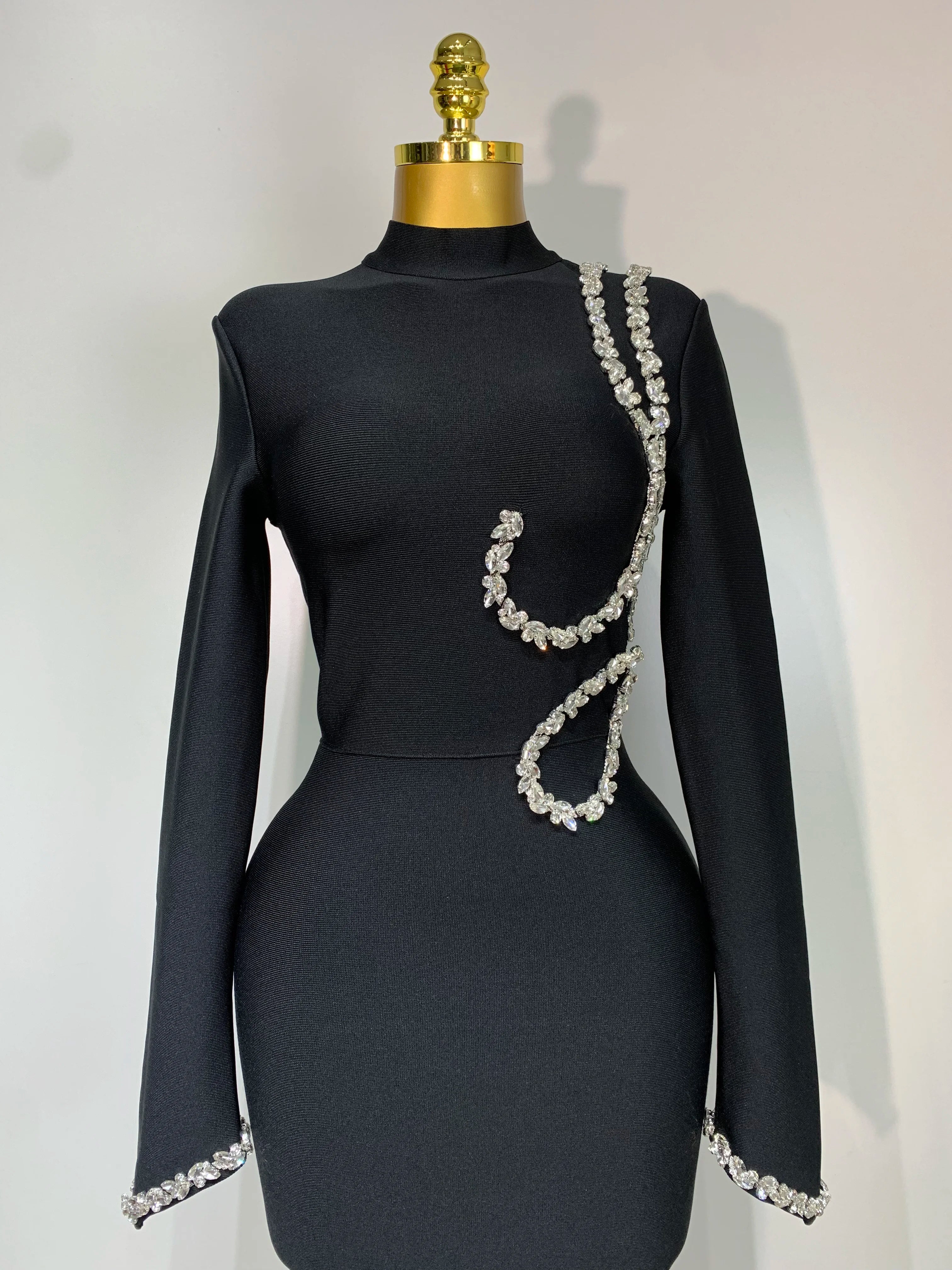 Women Sexy Long Sleeve Diamonds Maxi Long Bodycon Bandage Dress 2025 Celebrity Elegant Evening Party Luxury Birthday Dresses