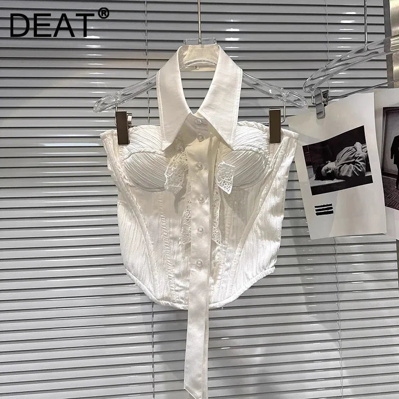 Winter New Sweet Fashion Halter Neck Bowknot Fishbone Chest Pad Tank Top For Women Backless Vest Female 11A07603