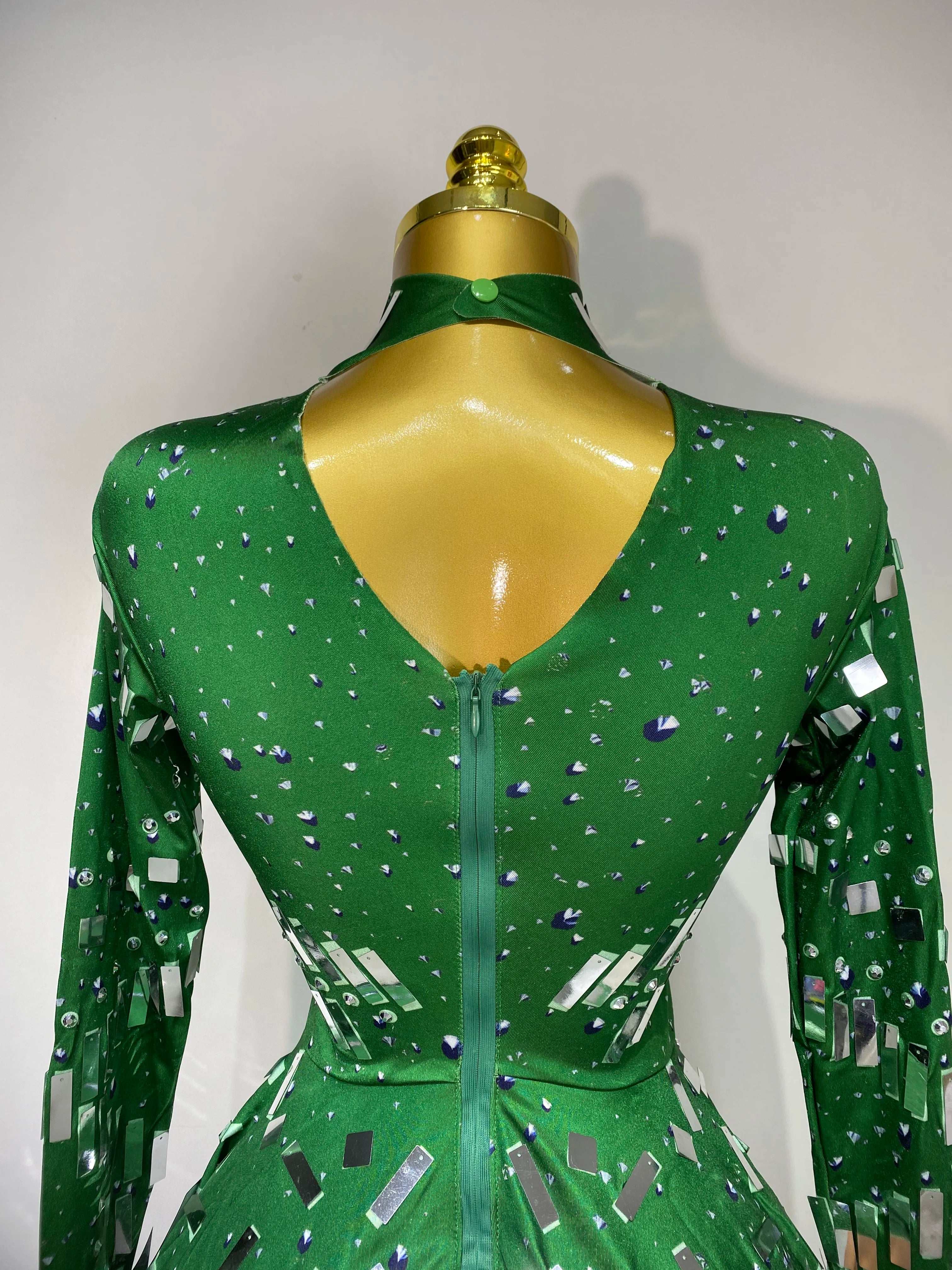 Women 2025 Sexy Elastic A-Line Dress Birthday Performance Costume Sparkly Sequin Nightclub Evening Party Hotwife Stage Outfit