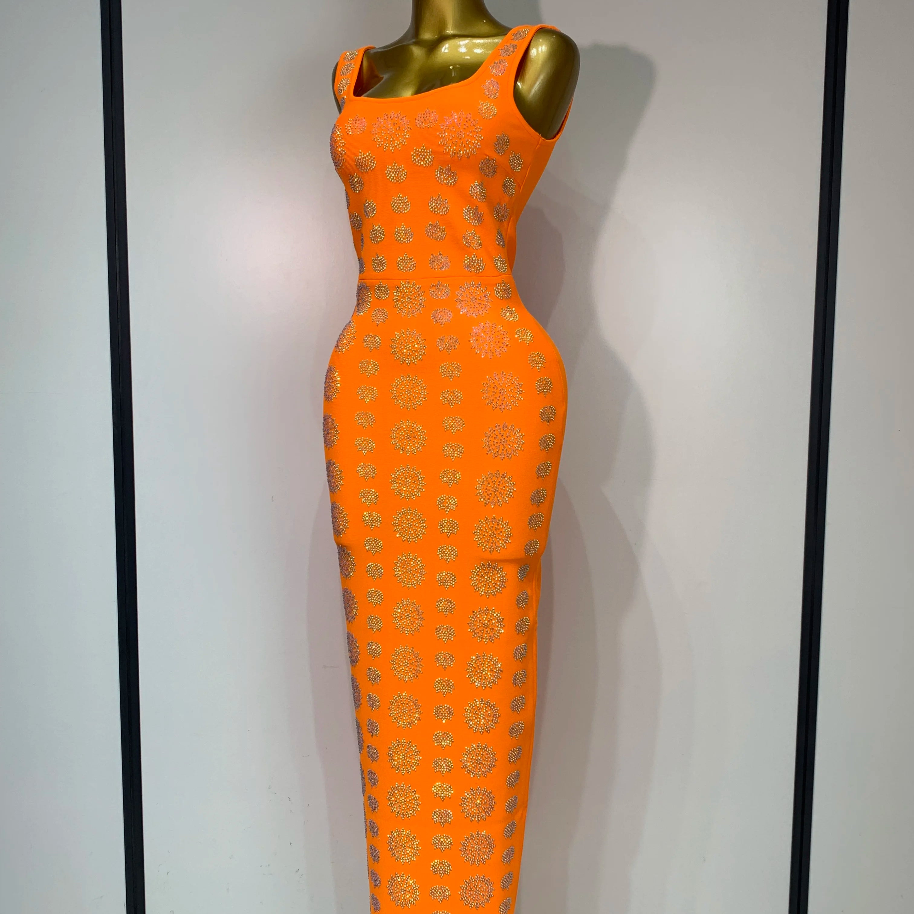 High Qulity Sparkling Diamonds Sleeveless Strech Bandage Dress Elegant Woman Evening Party Wedding Guest Luxury Birthday Dress