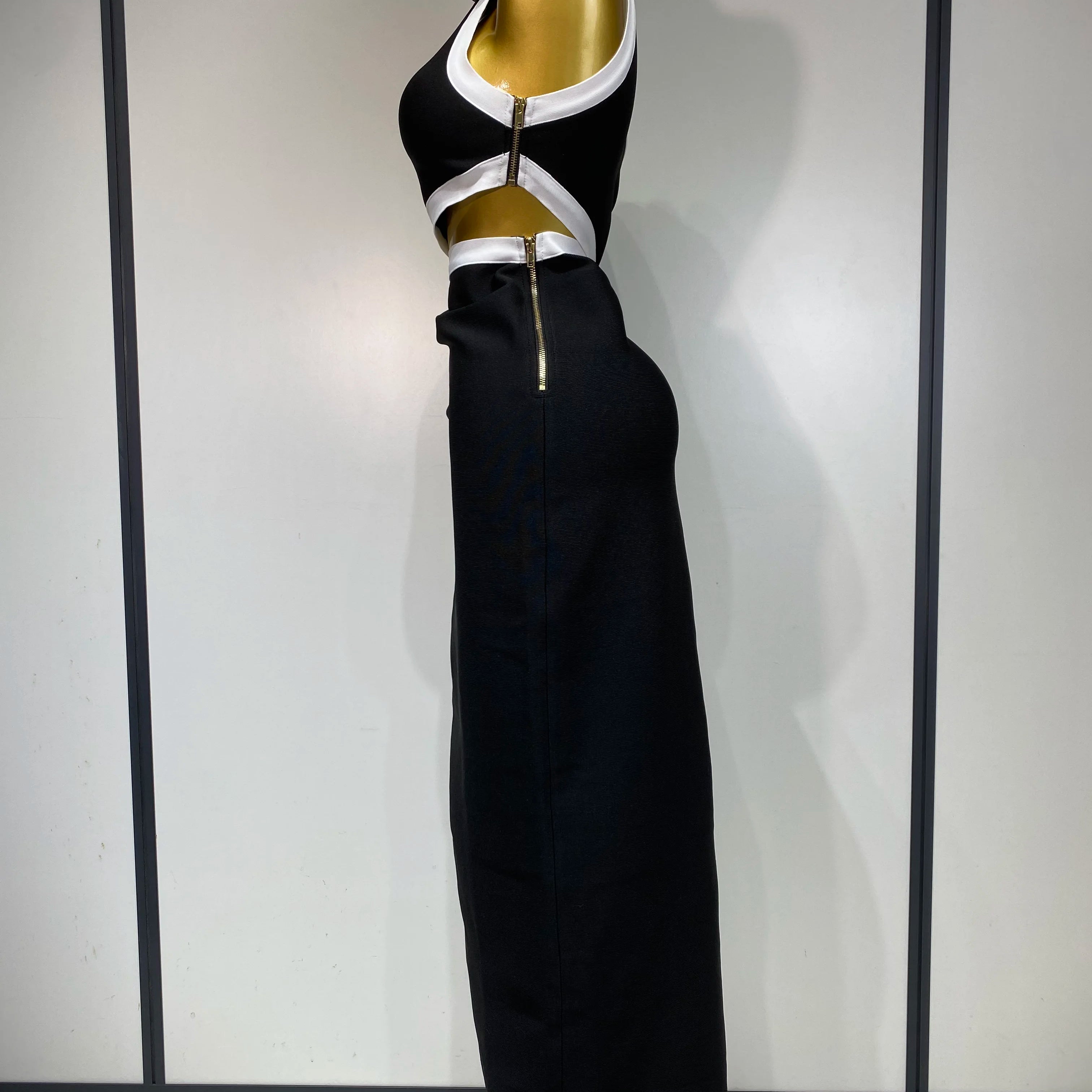 Women Celebrity Sexy One Shoulder Cut Out Split Maxi Long Bodycon Bandage Dress 2025 Elegant Evening Club Birthday Party Dress