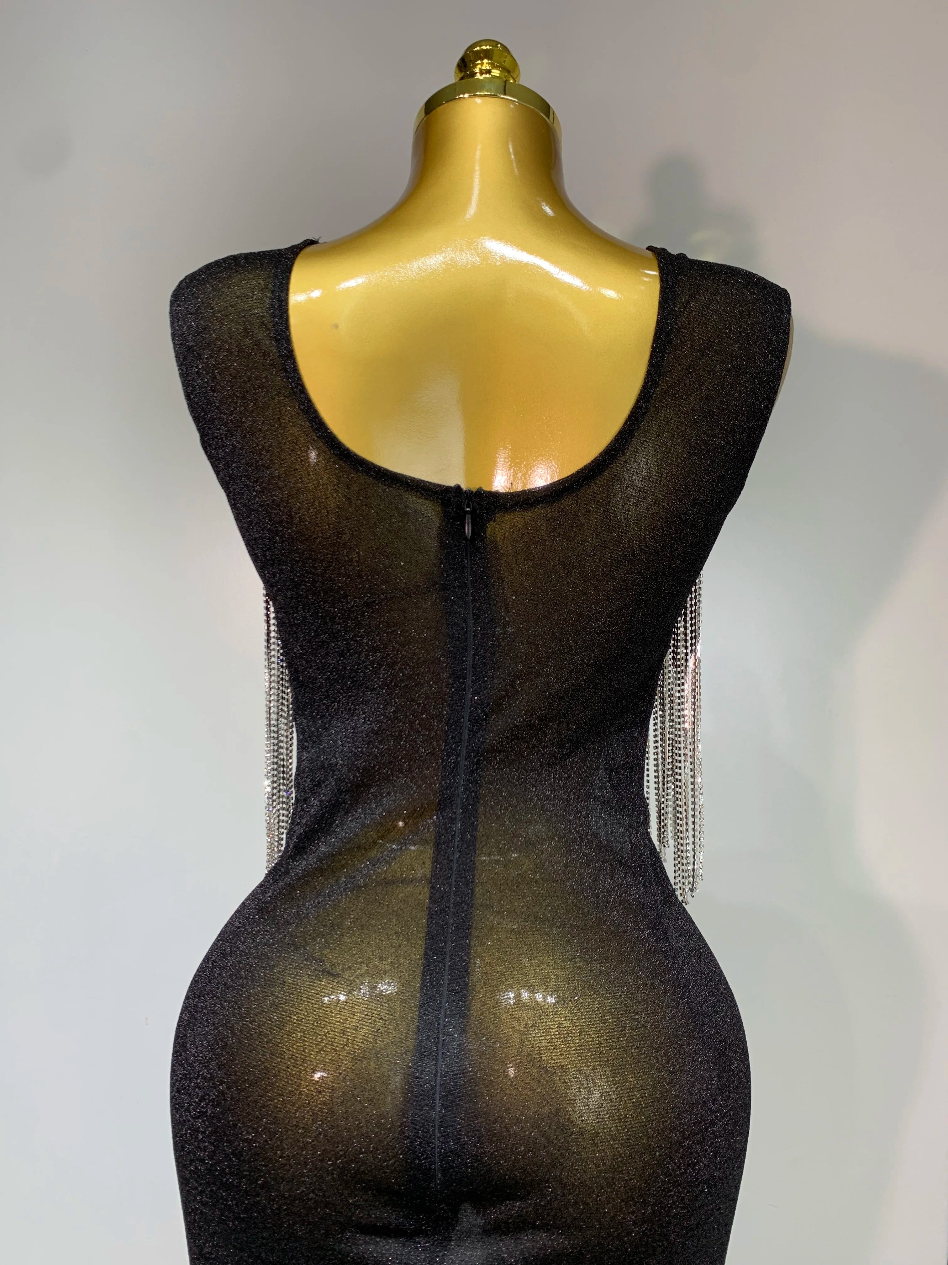 Women Sexy Sparkly Rhinestones chain Celebrity Elegant Maxi Long Dress Luxury Birthday Prom Gowns Stage Show Performance Costume