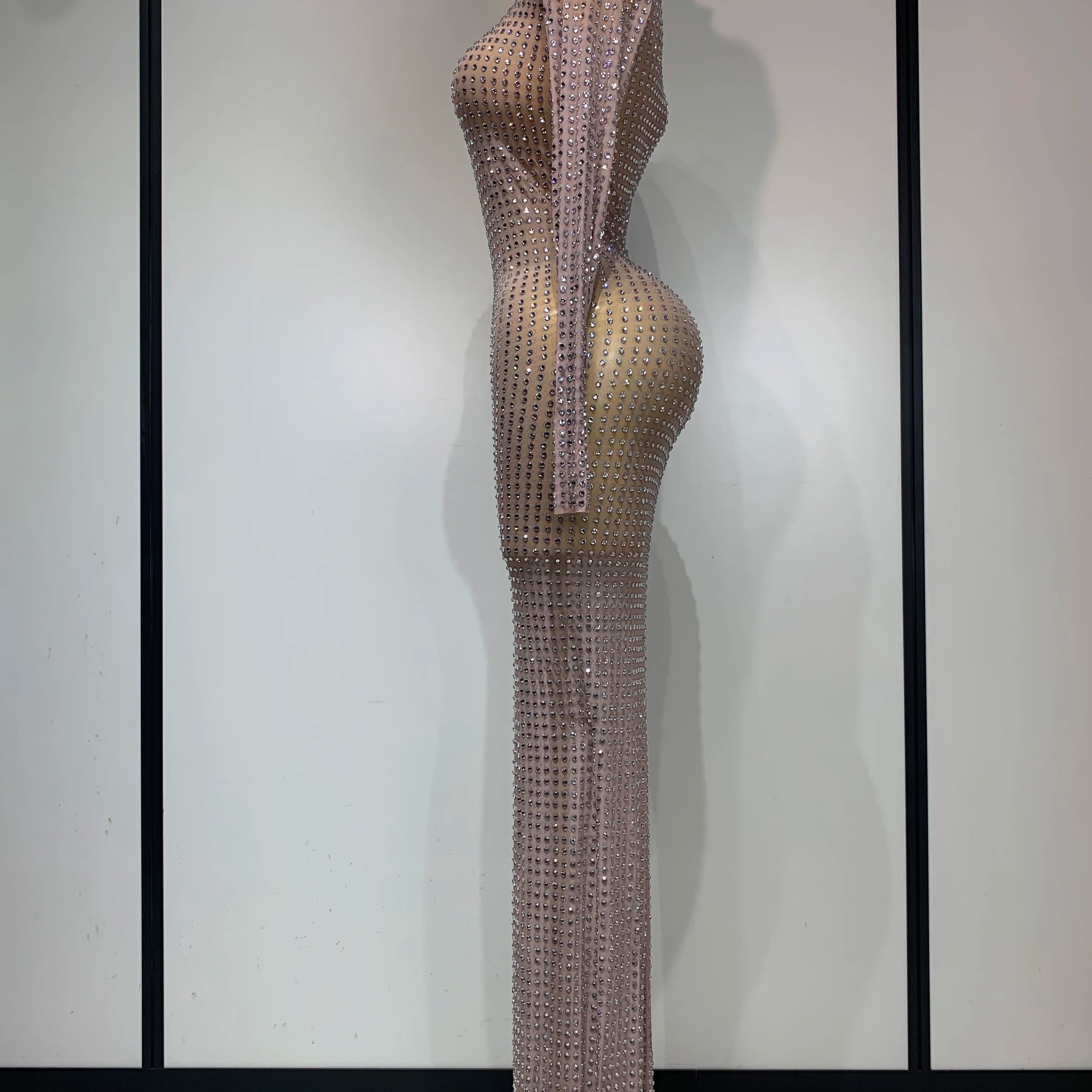 Sparkly Diamond Luxury Birthday Party Long Dress Elegant Celebrity Evening Party Nightclub Prom Dress Singer Dancer Stage Outfit