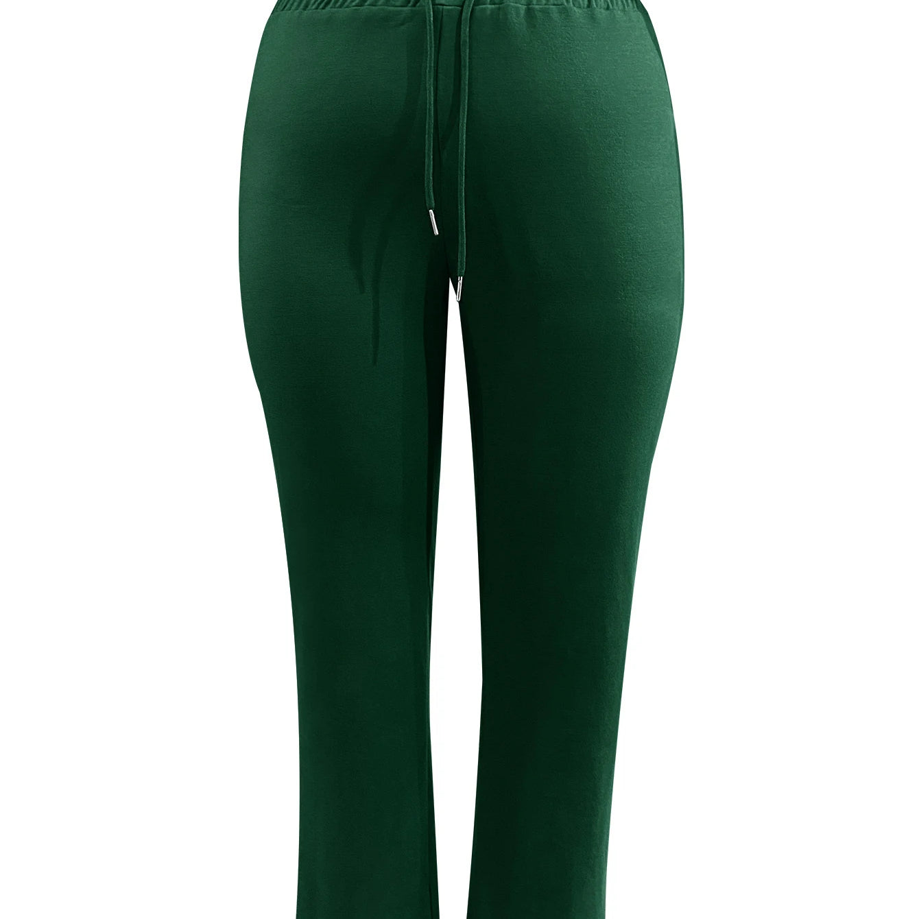 LW Plus Size Two pieces sets High Waist Drawstring Pants Set Autumn long sleeve solid long coat Top + loose trousers casual suit