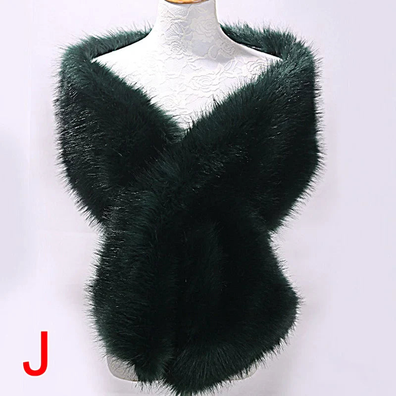 New Winter Women Fur Capes Champagne Wedding Faux Fur Bolero Stole Shawl Wraps Bridal Jacket Formal Evening Party Shrug J