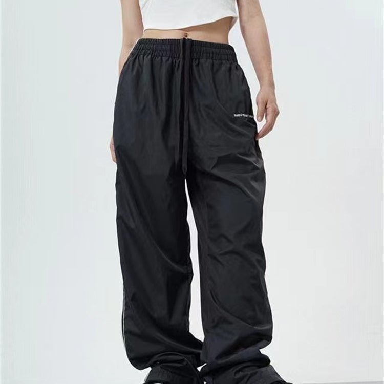 Y2K Women Streetwear Techwear Cargo Korean Harajuku Parachute Track Pants Men Tech Sweatpants Wide Leg Joggers Trousers Clothes Black