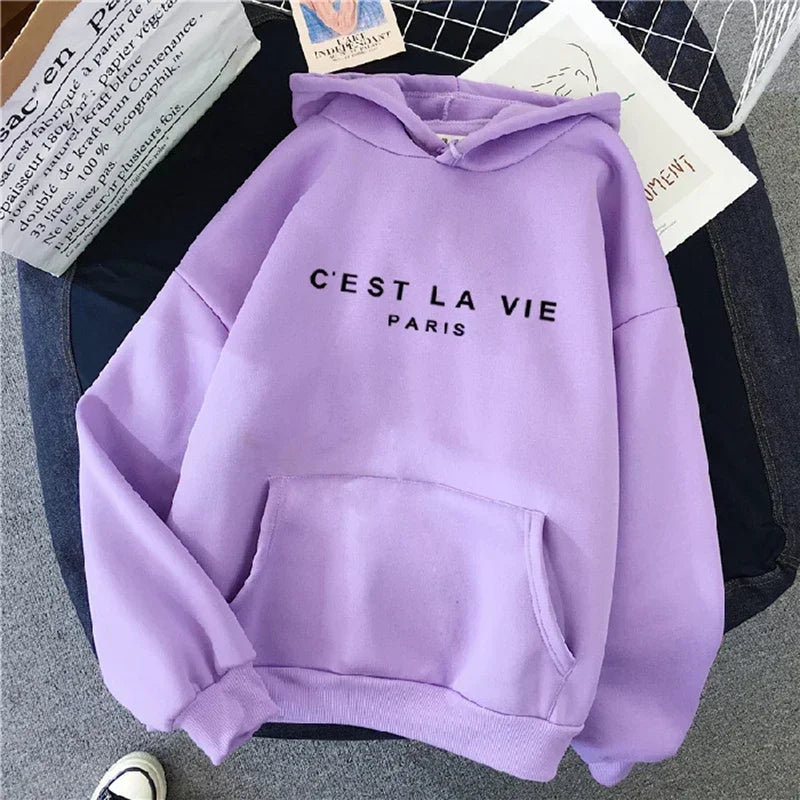 Autumn Winter Women Fleece Hoodies Thick Warm Female Long Sleeve Hooded Sweatshirts Casual Print Lady Loose Pullover Tops purple letter velvet