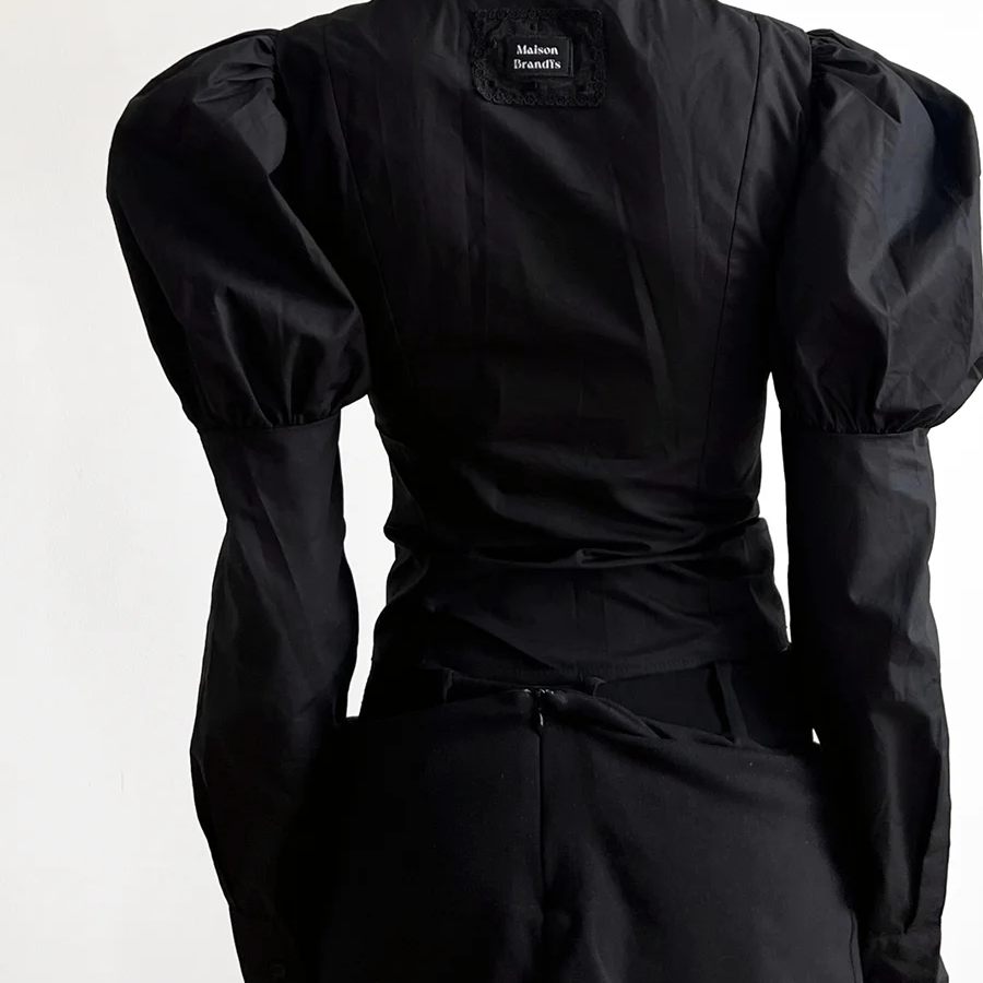 Solid Slimming Spliced Lace Up Elegant Blouses for Women Lapel Long Sleeves Patchwork Folds Top Female Clothing New