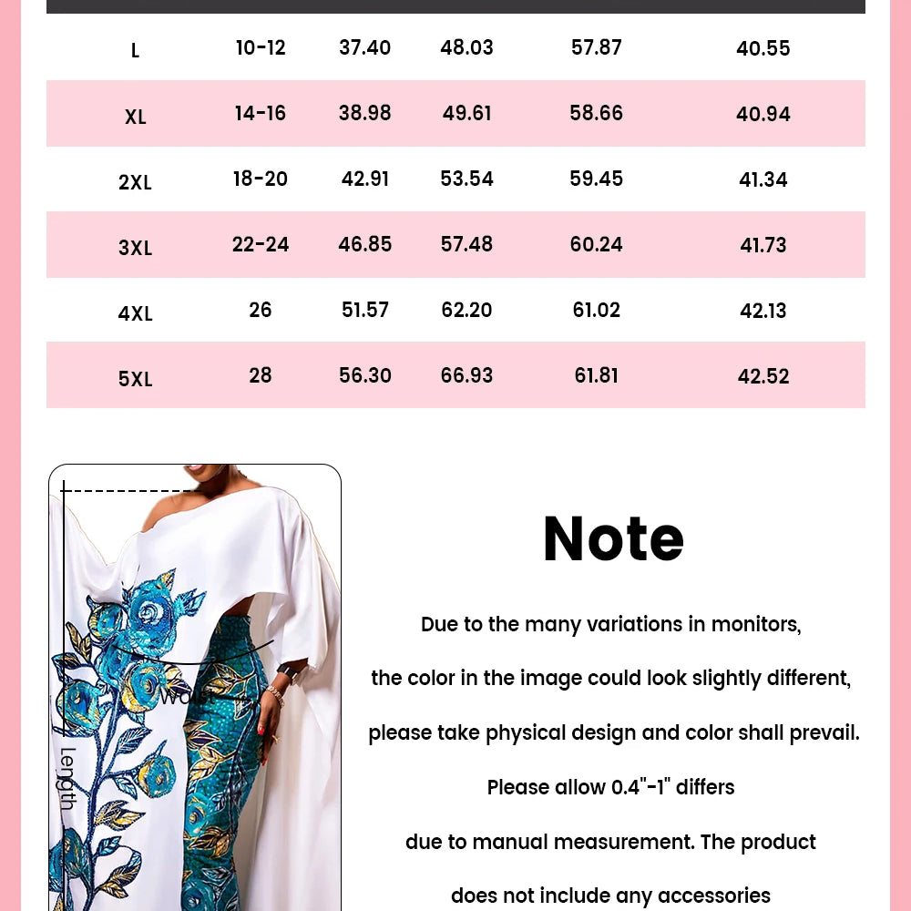 Plus Size Formal White Elegant Floral Oblique Collar 3/4 Sleeve Split Two Piece Skirt Sets