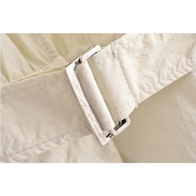 TRAF Summer Women Safari Style Jumpsuit With Belt 2024 New Female Solid Pocket Decoration Deep V-Neck Backless Camisloe Bodysuit