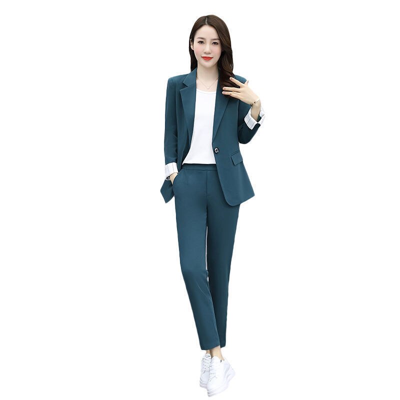Women's Professional Wear Spring Fall New Suit Jacket Vest Pants Three-piece Korean Fashion Blazers Trousers Suspender Set Three-piece 01