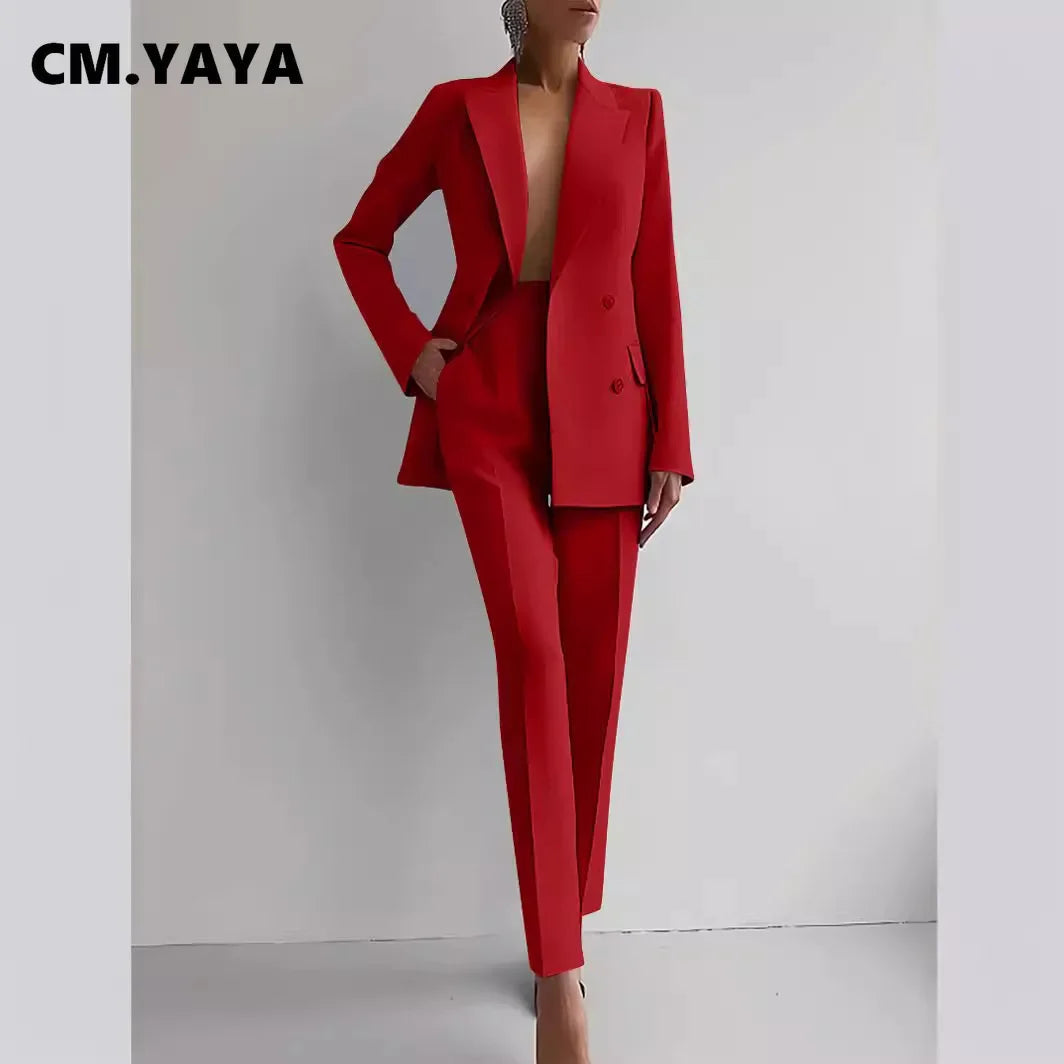 Elegant Blazer Suit and Wide Leg Pants Two 2 Piece Sets Outfits Women 2024 Classic OL Work Street Outfit Tracksuit