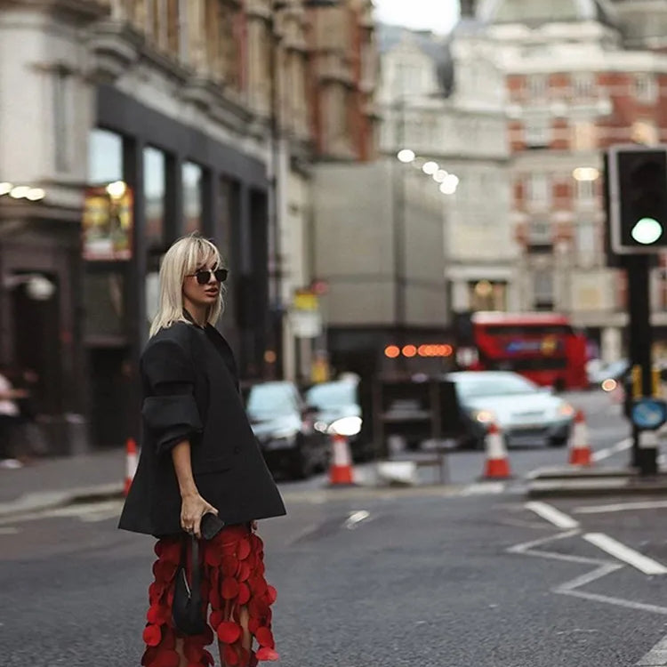 Solid Minimalist Skirts For Women High Waist Patchwork Dot A Line Skirt Elegant Temperament Skirt Female Fashion