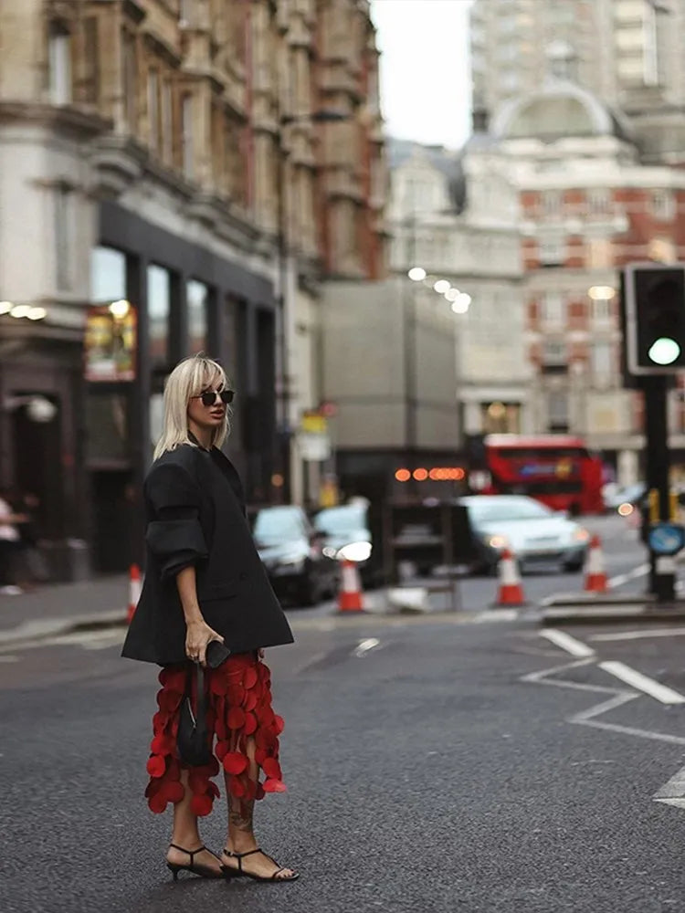 Solid Minimalist Skirts For Women High Waist Patchwork Dot A Line Skirt Elegant Temperament Skirt Female Fashion