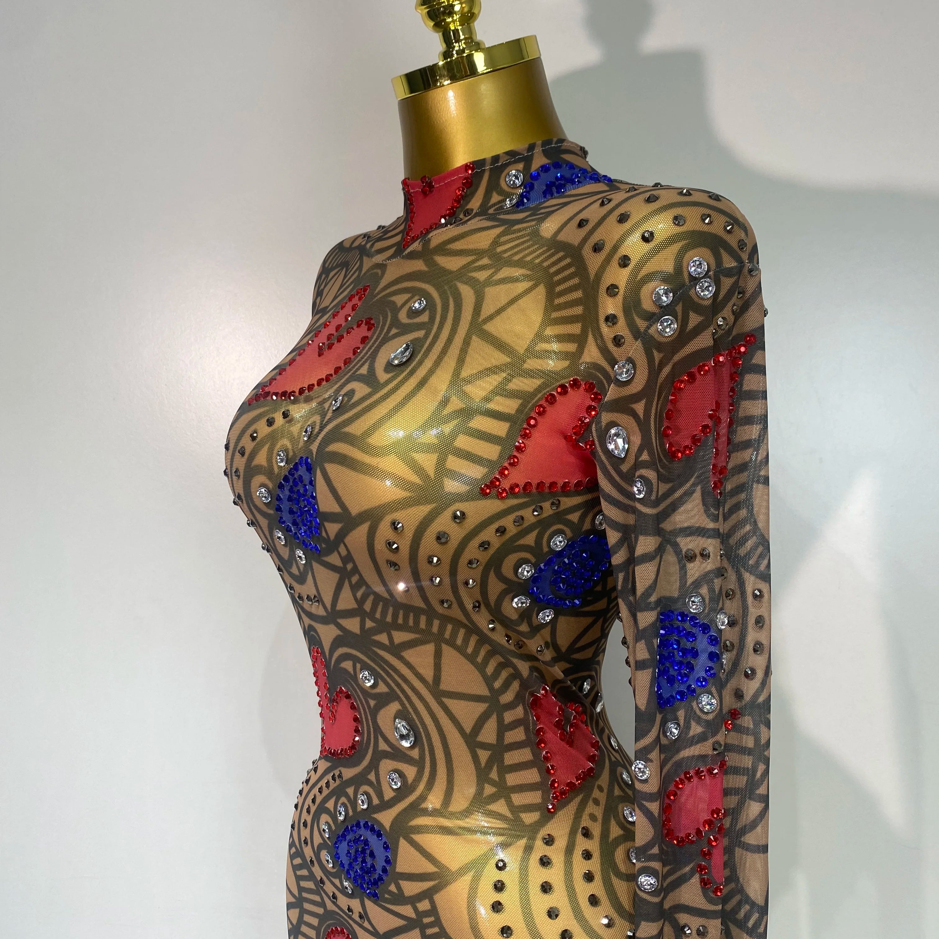 Sparkly Diamond Sexy Mesh Wrap Hip Long Dress Host Annual Meeting Party Nightclub Performance Costume Luxury Birthday Dress