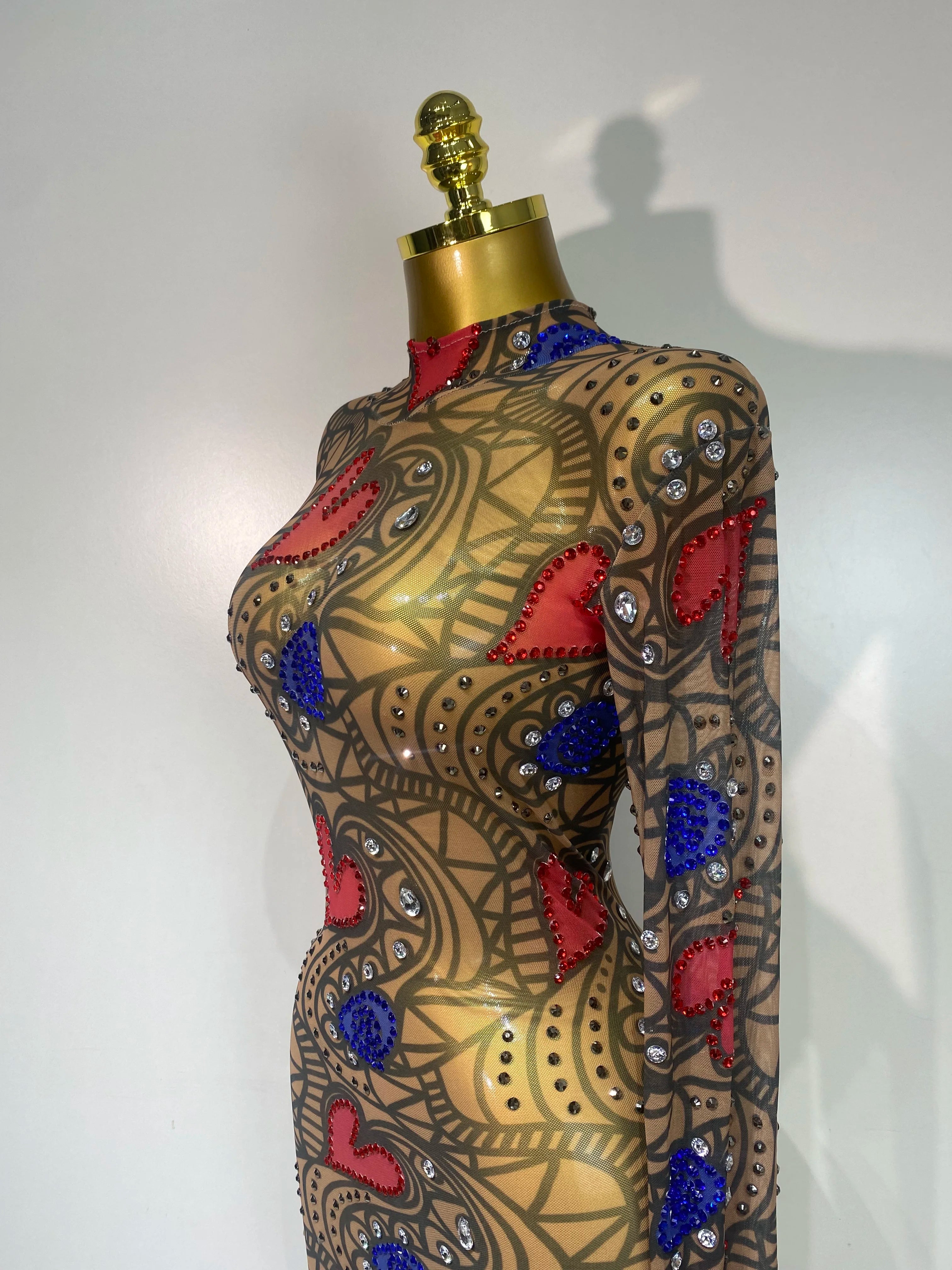 Sparkly Diamond Sexy Mesh Wrap Hip Long Dress Host Annual Meeting Party Nightclub Performance Costume Luxury Birthday Dress