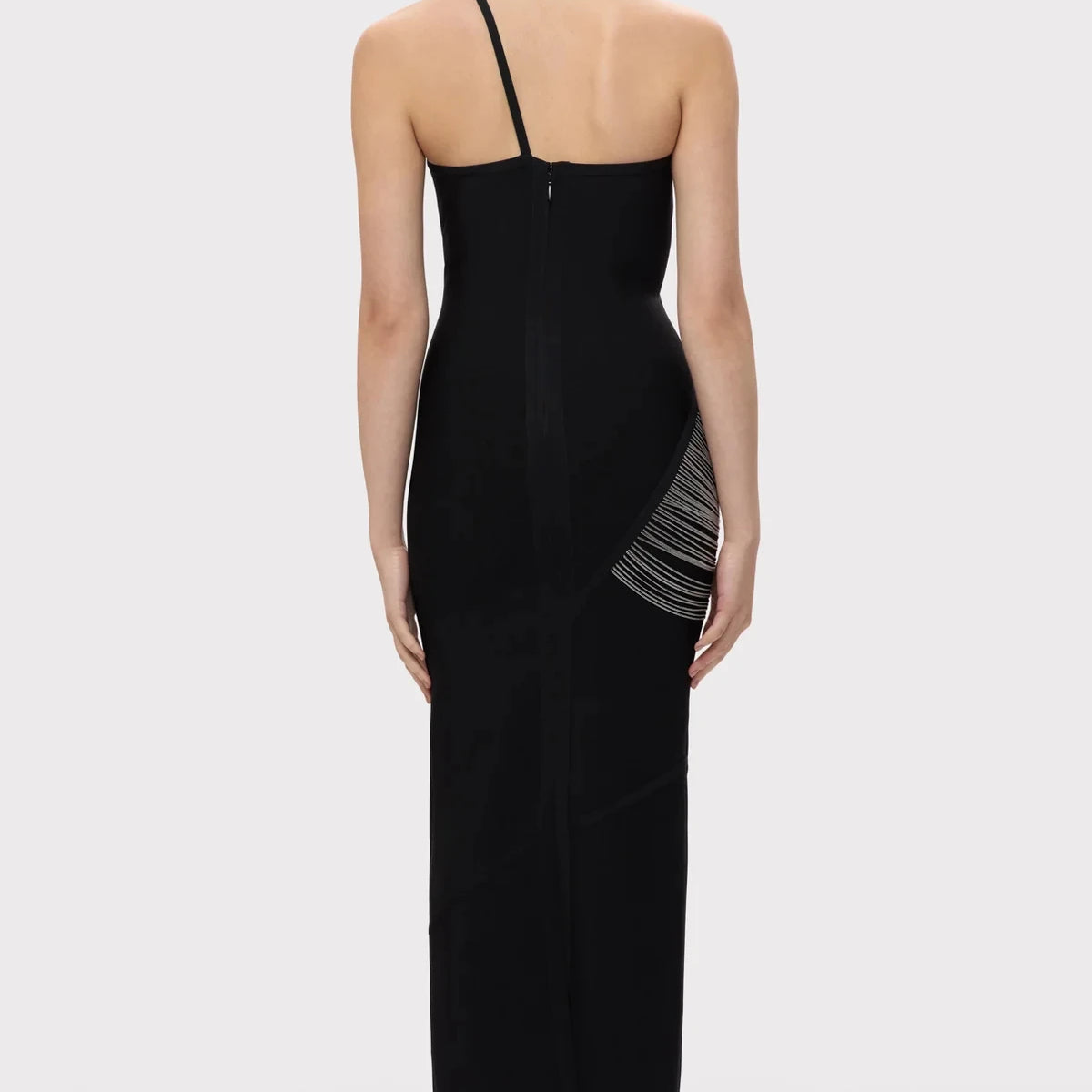 Women Sexy Halter Off the Shoulder Silver Tassels Bodycon Long Bandage Dress Evening Party Celebrate Cocktail Wear