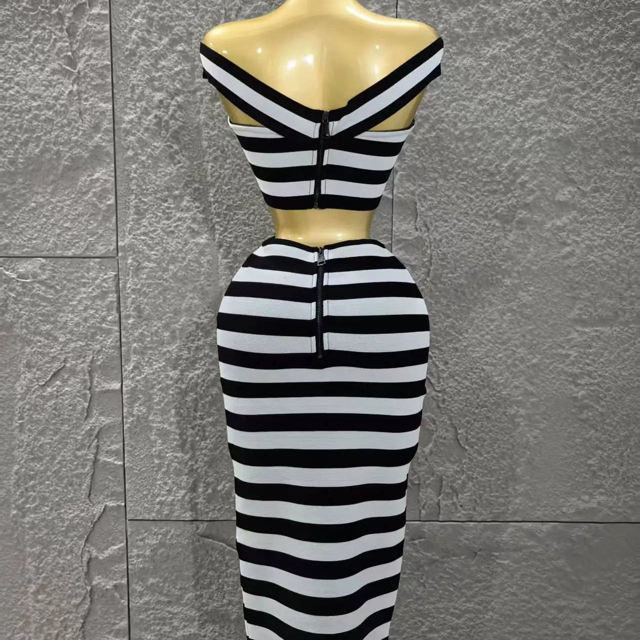 Women Sexy Slash Neck Off the Shoulder 2 Pieces Bodycon Long Bandage Dress Nightclub Party Bar Fashion Outfit