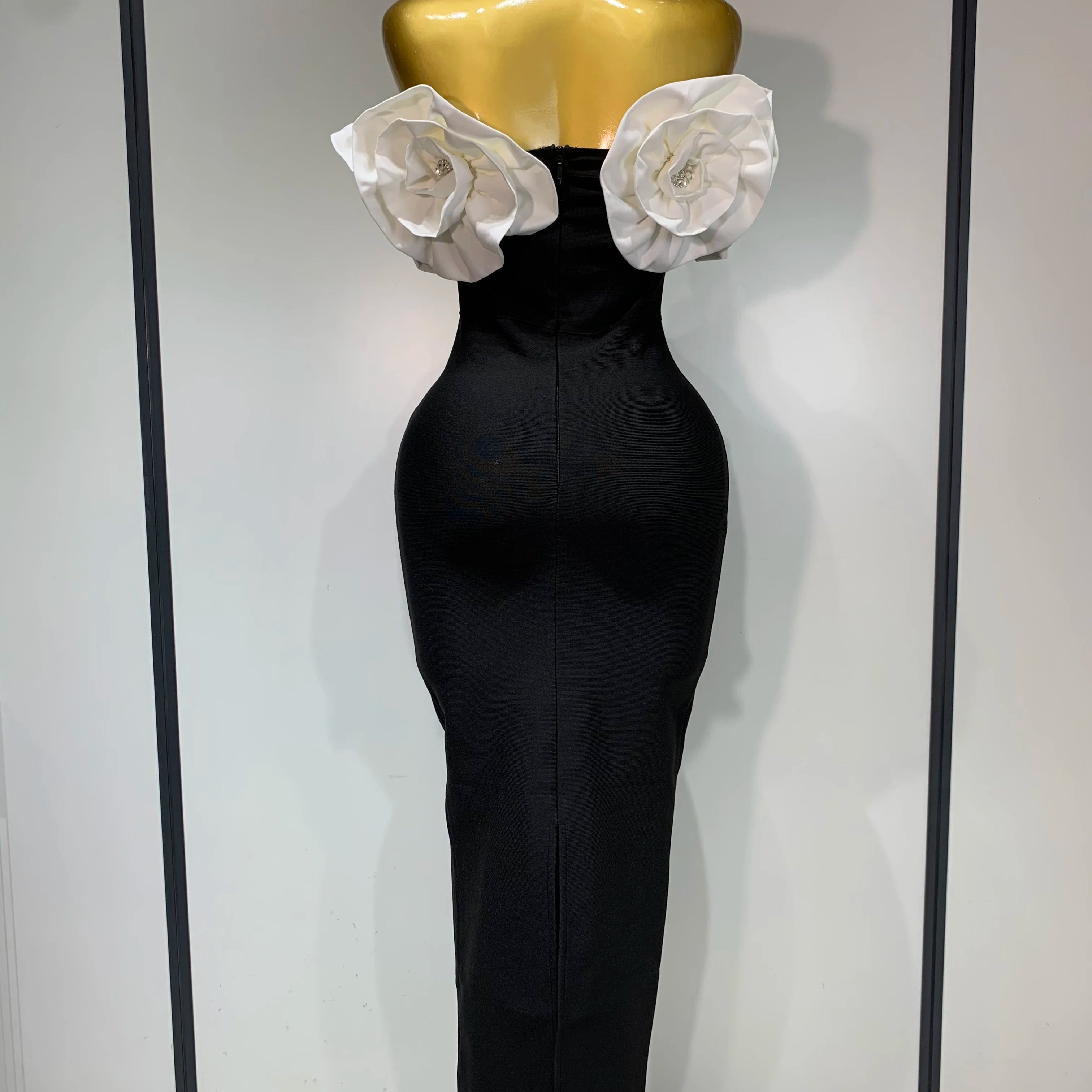 Women Sexy Off Shoulder Flower Diamonds Long Bodycon Bandage Dress 2025 Celebrity Elegant Evening Luxury Birthday Party Dresses