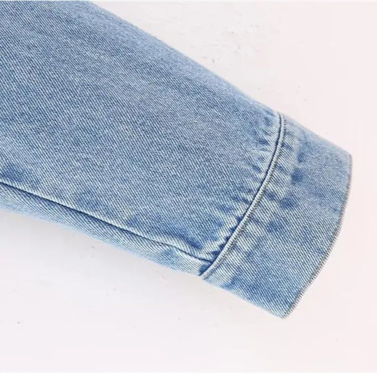 TRAF Women Autumn Winter Denim Suit 2024 Female Lapel Coat Jacket+A-Line Mid-Length Skirt Elegant Two-Piece Set