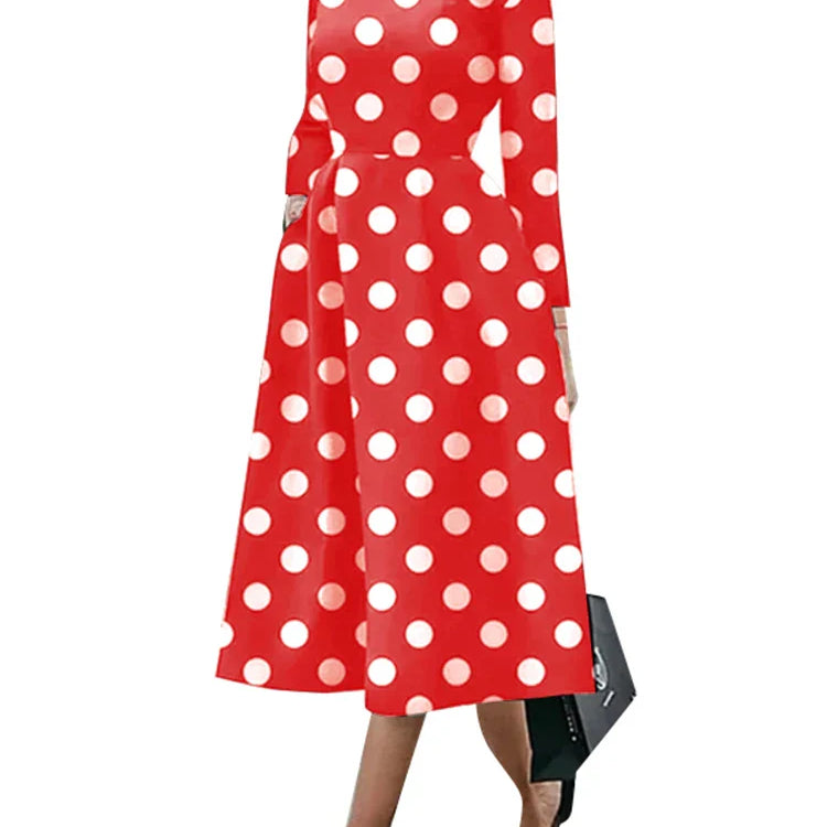 Women Bohemian Maxi Dress 2023 VONDA Fashion Sexy Printed Party Sundress Beach Holiday Dress Oversized Vestidos Femme C-Red