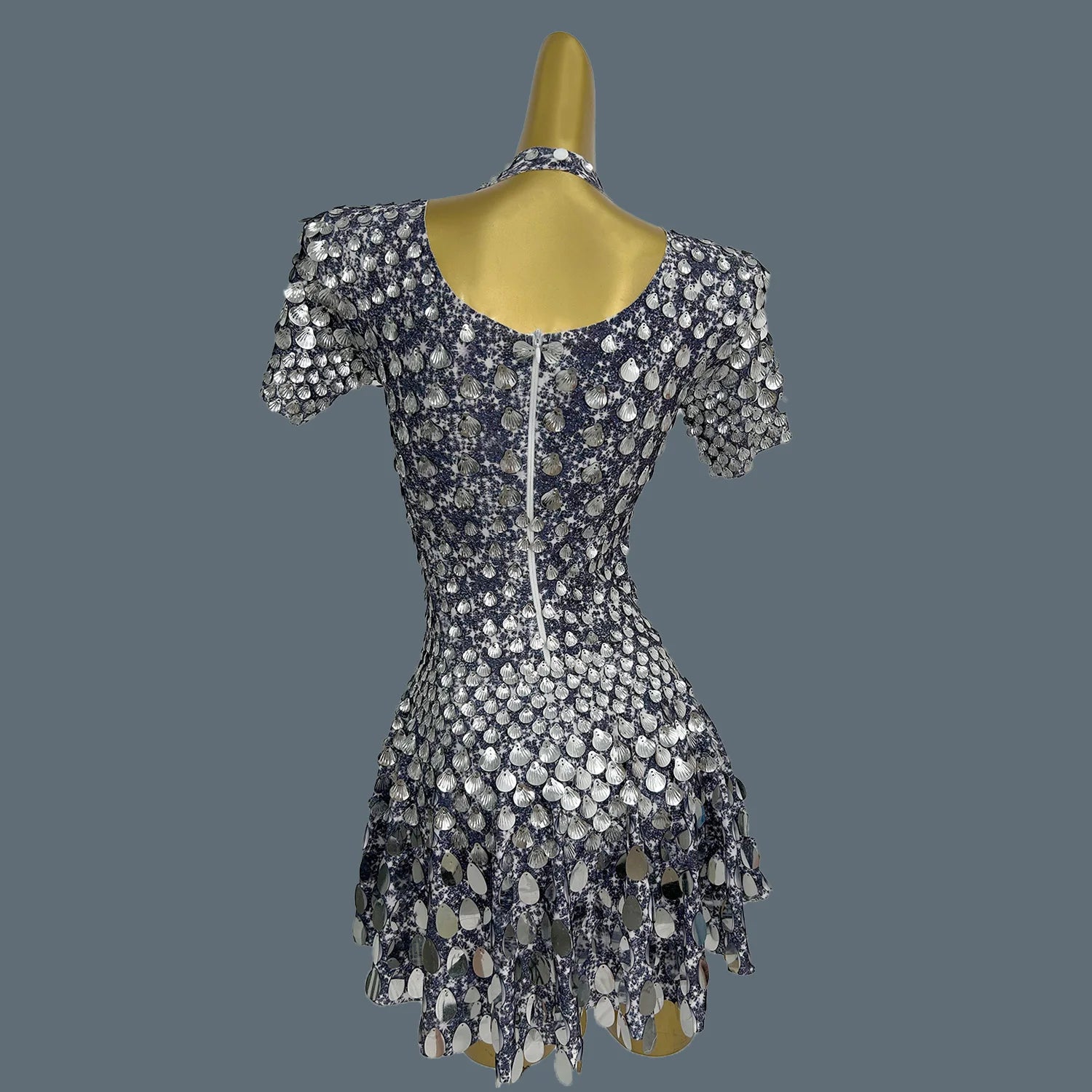 Sexy Nightclub Leotard Shining Lovely Sequins Mini Dress Costume Celebrate Dress Women Bodysuit Birthday Silver Dresses Jinsique