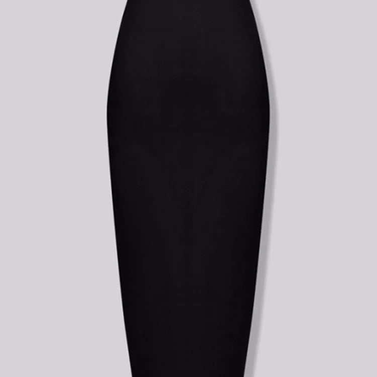 Women Candy Color Sexy Neon Green Pink Orange Yellow Pink Midi Knee Length Bandage Skirt Designer Pencil Skirt Faldas 78cm 666-Black