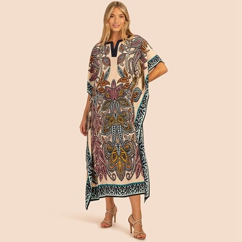 Printed Kaftans Beach Cover Up Seaside Maxi Bohemian Dresses Beachwear Pareo 7 One Size