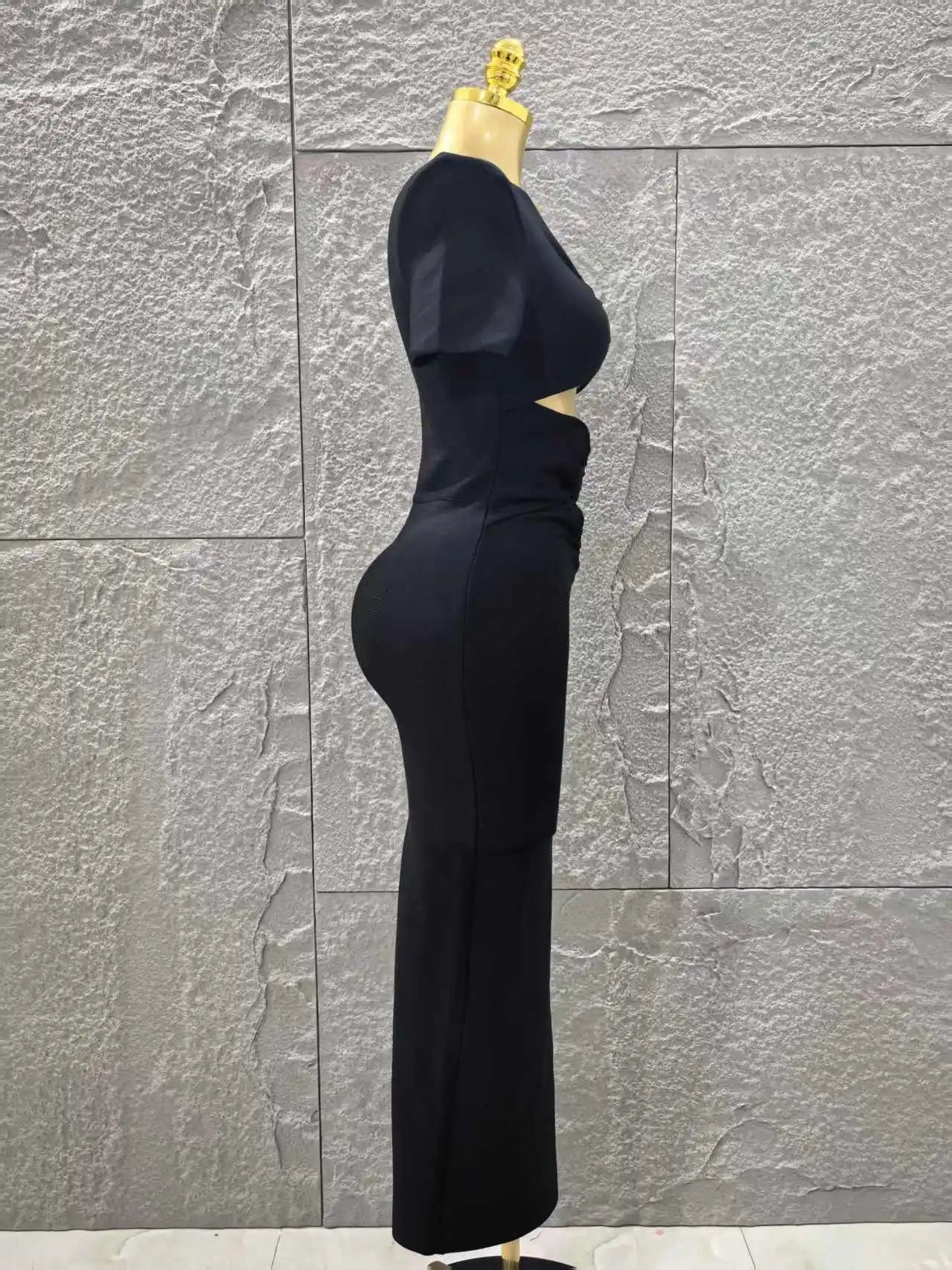 High Women Sexy Short Sleeve Keyholes Bodycon Long Bandage Dress Nightclub Party Birthday Evening Outfit Vestido